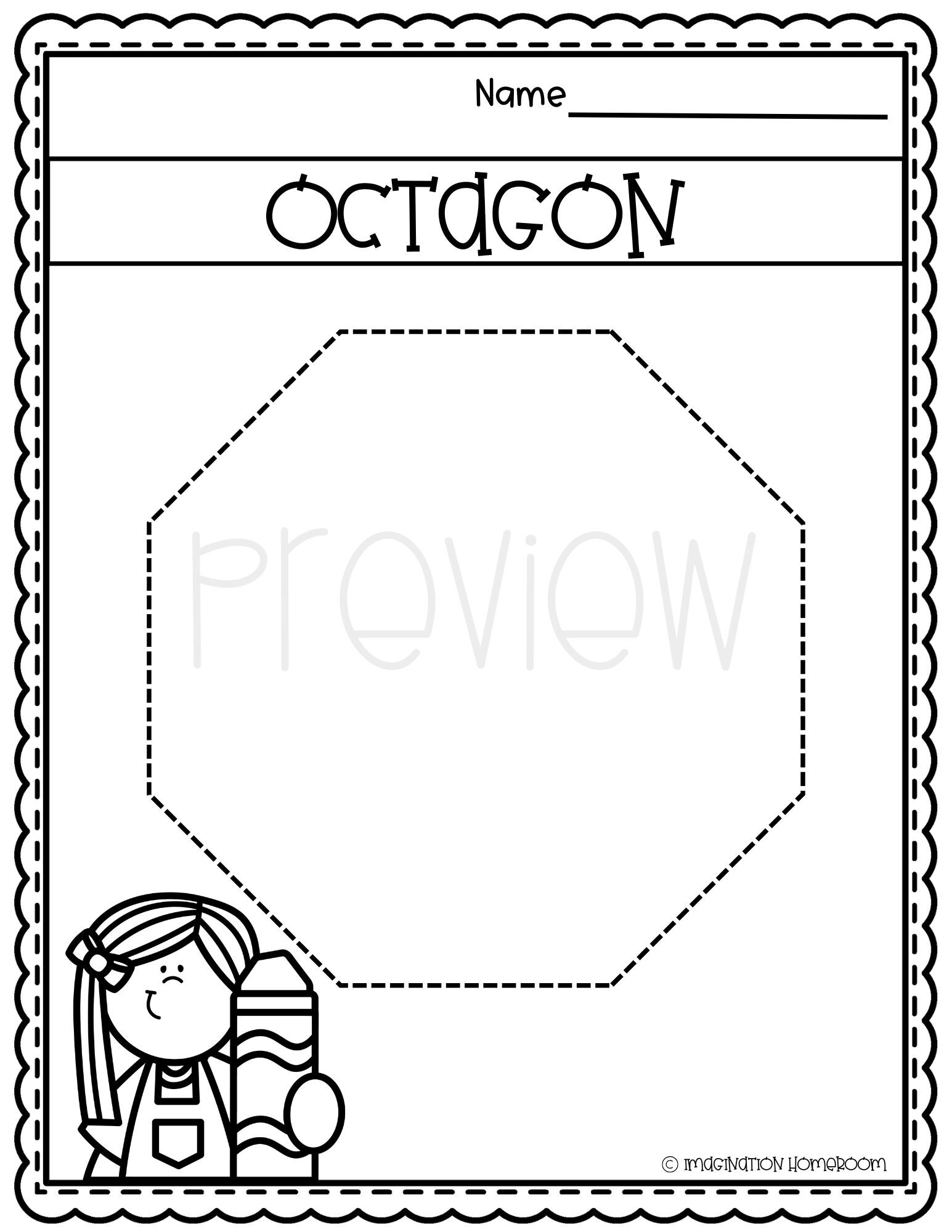 Octagon Shape Tracing Worksheets For Preschool And Pre k Fine 