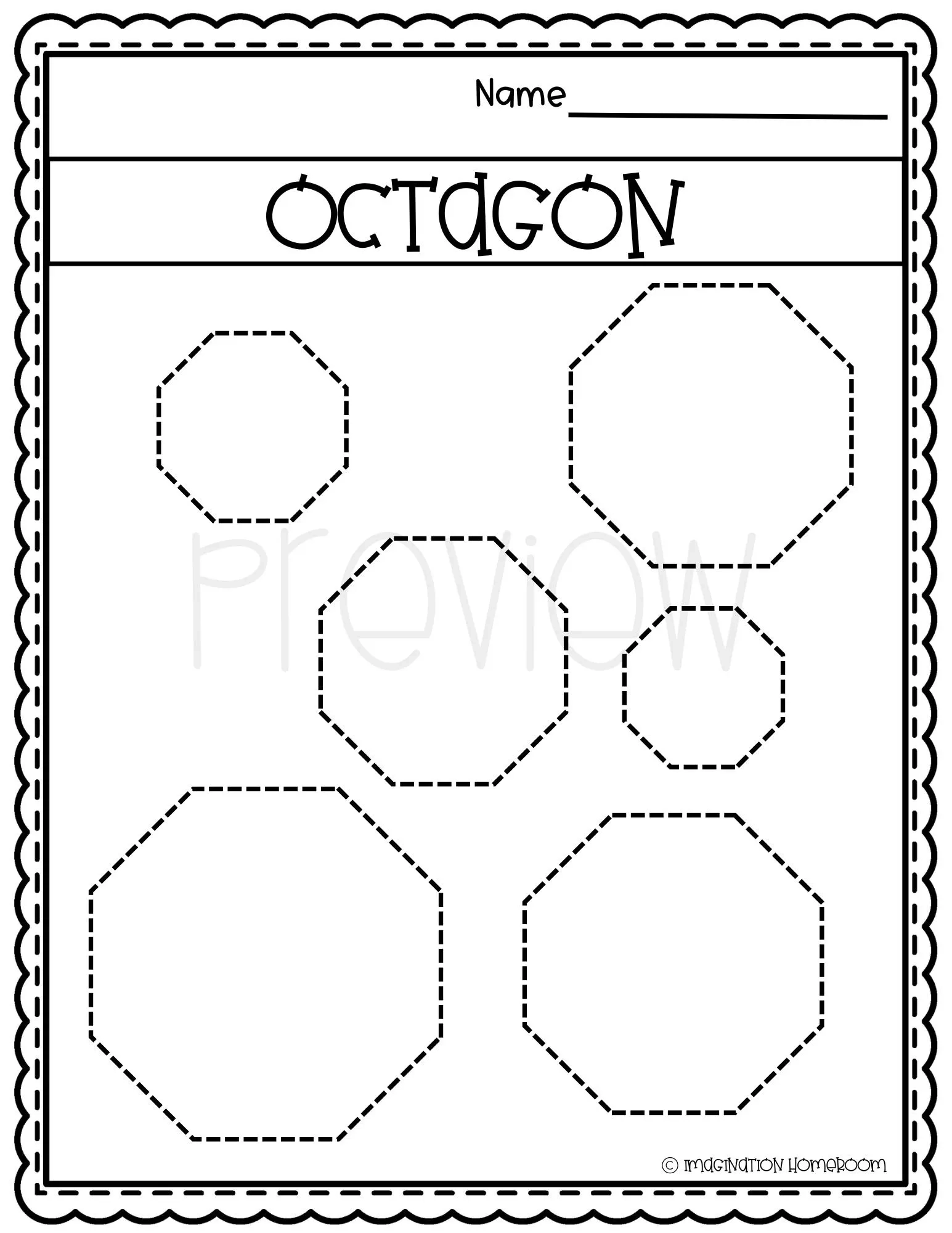 Octagon Shape Tracing Worksheets For Preschool And Pre k Fine 
