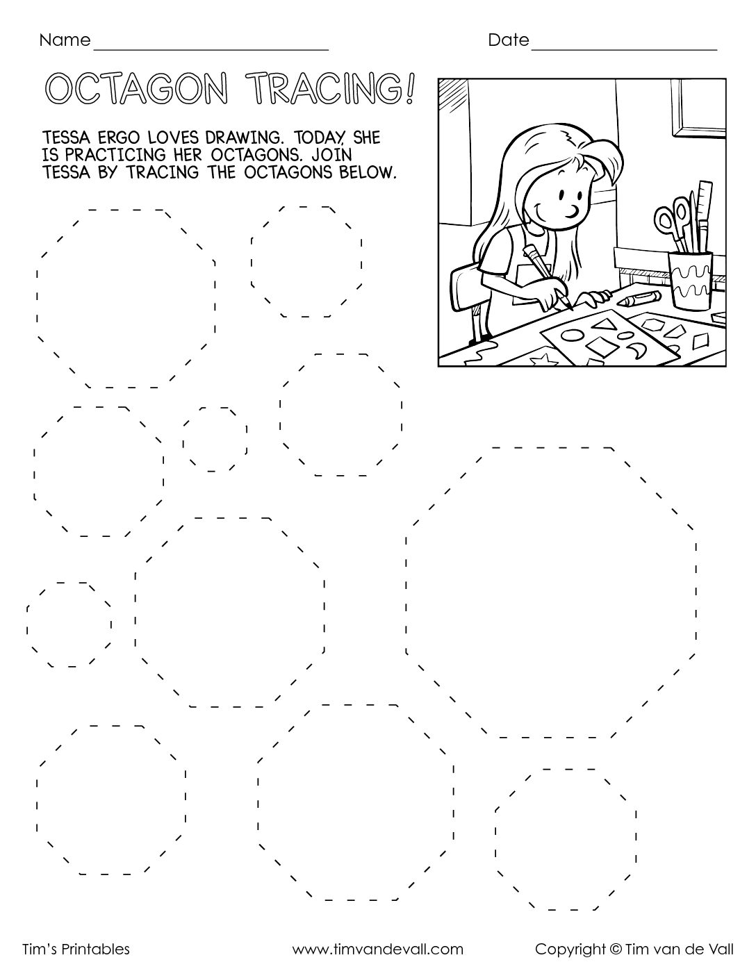 Octagon Tracing Worksheet Tim s Printables
