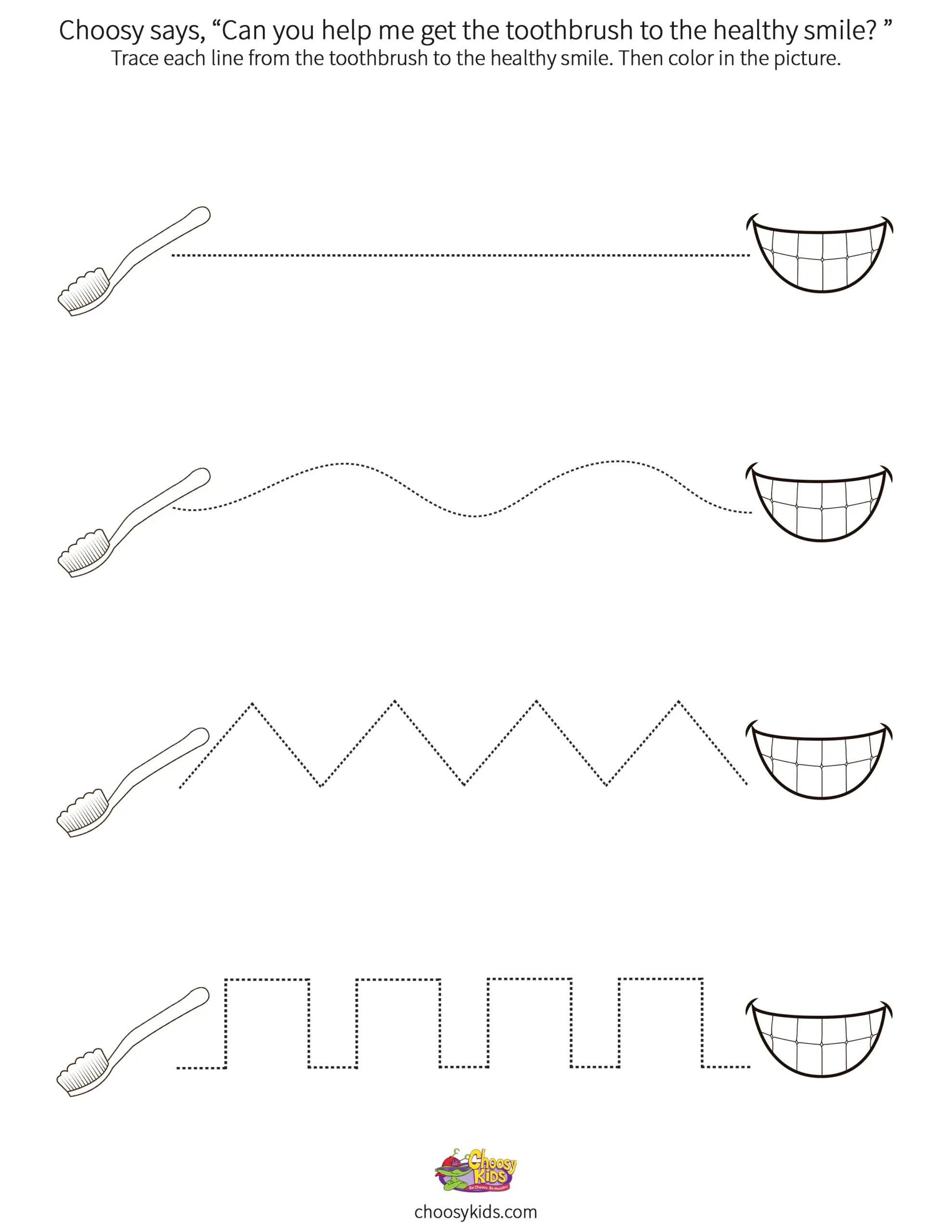 Oral Health Tracing Lines Choosy Kids