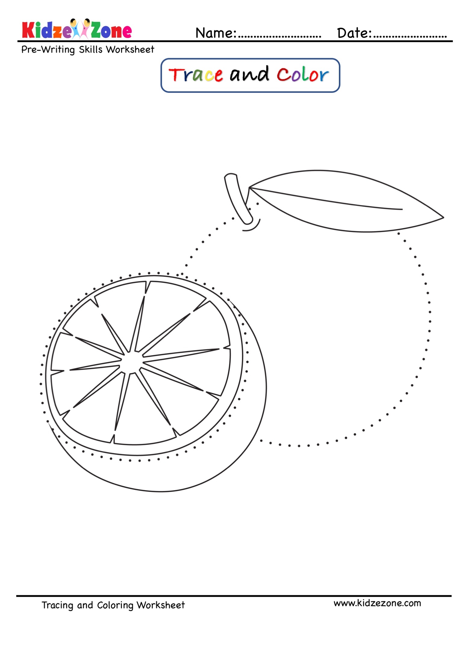 Orange Tracing And Coloring Worksheet KidzeZone Worksheets Library