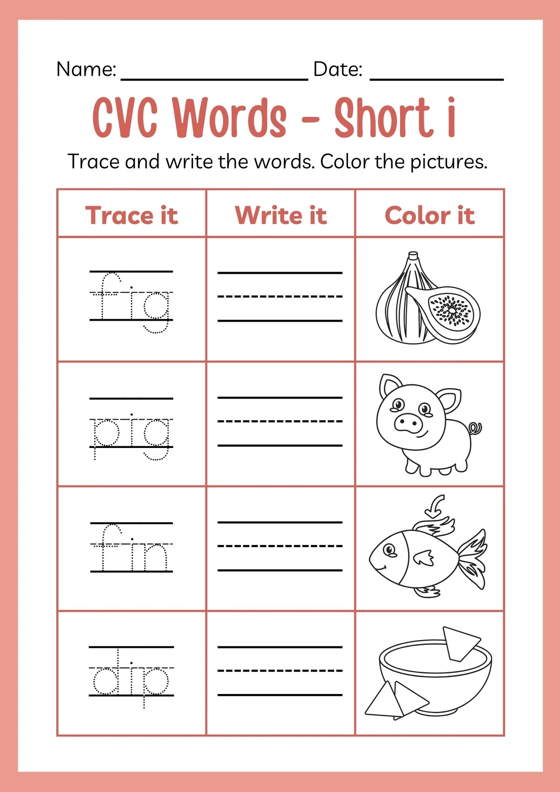 Free Cvc Tracing Worksheets