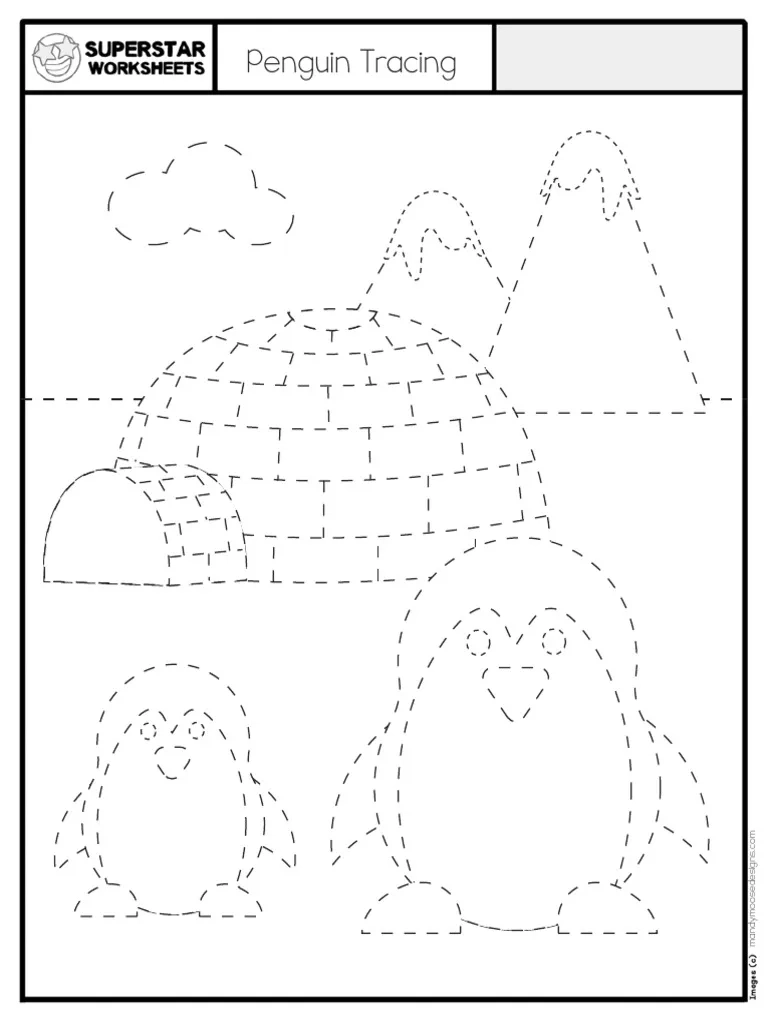 Penguin Tracing Templates For Kids PDF