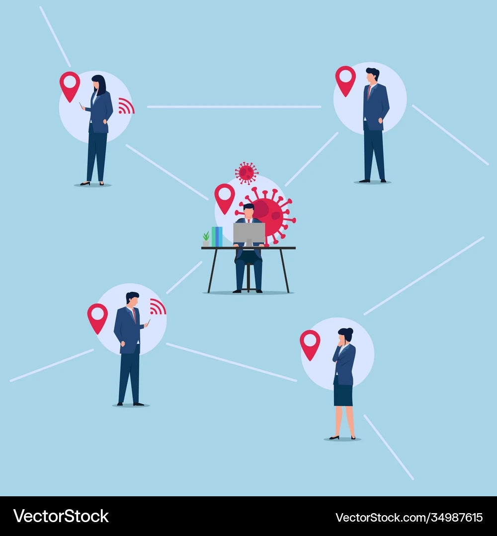 People With Office Suit In Virus Tracing Contact Royalty Free 