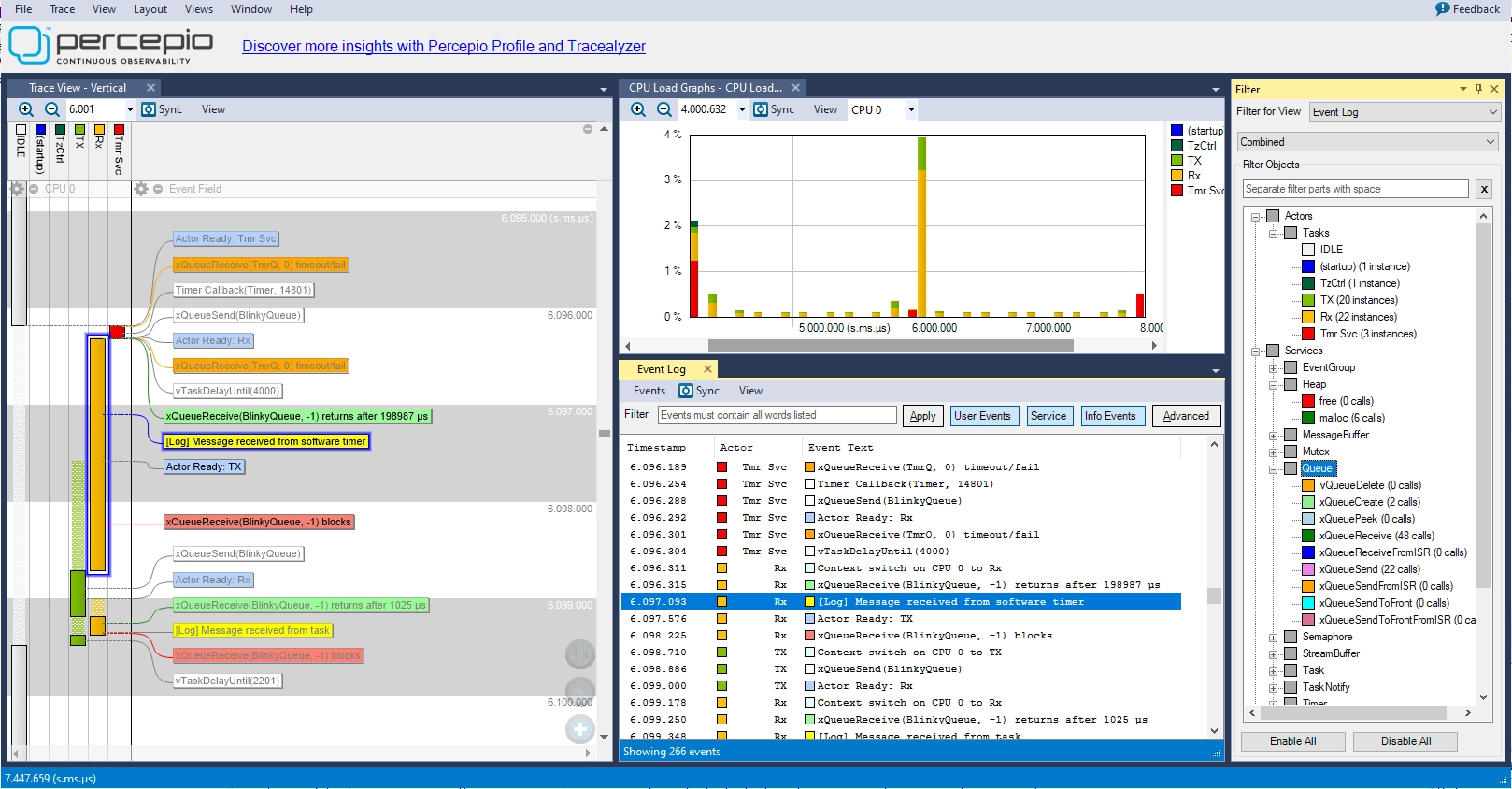 Percepio View Now Available For FreeRTOS Percepio