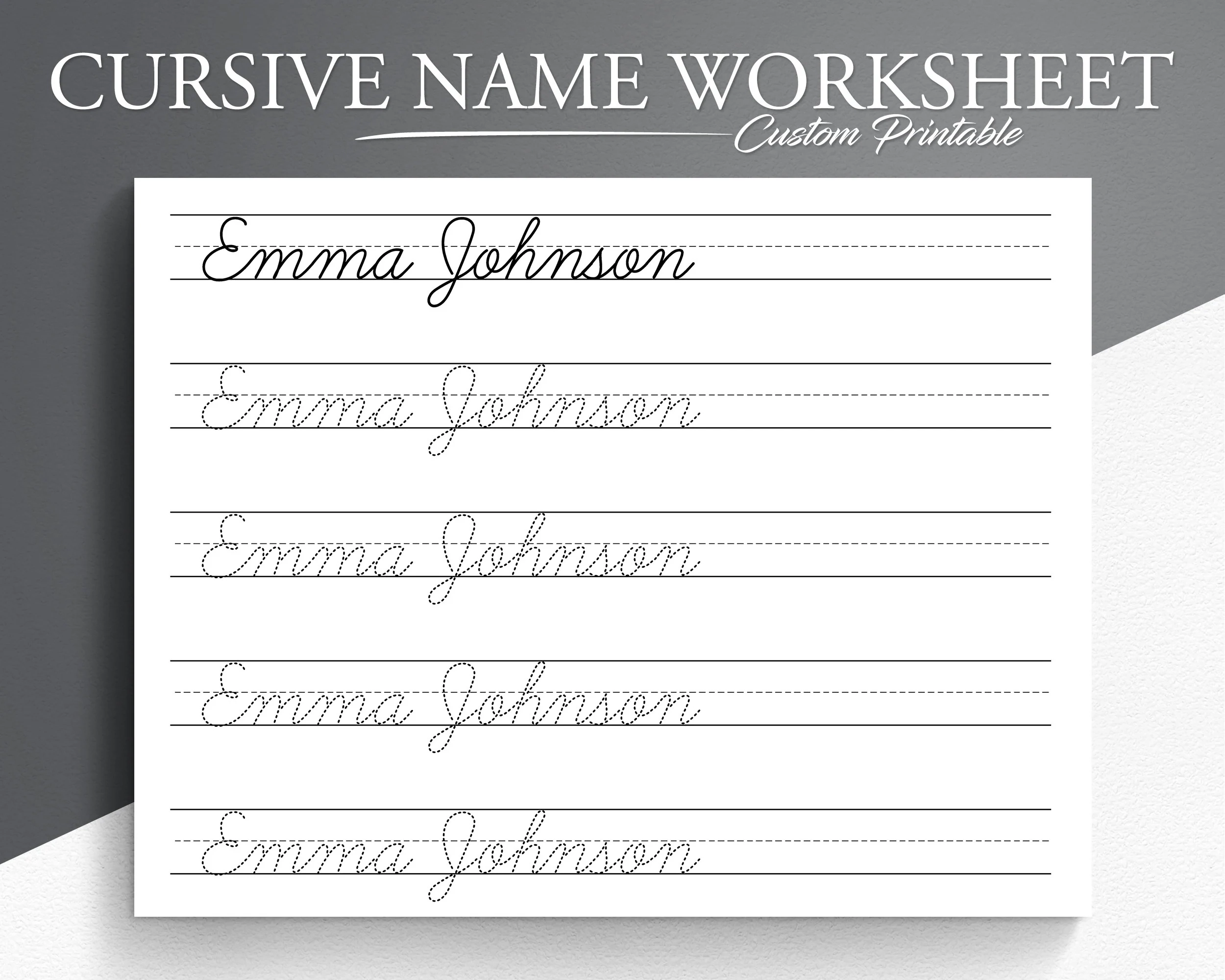 Personalized Cursive Name Tracing Sheet Cursive Name Writing 