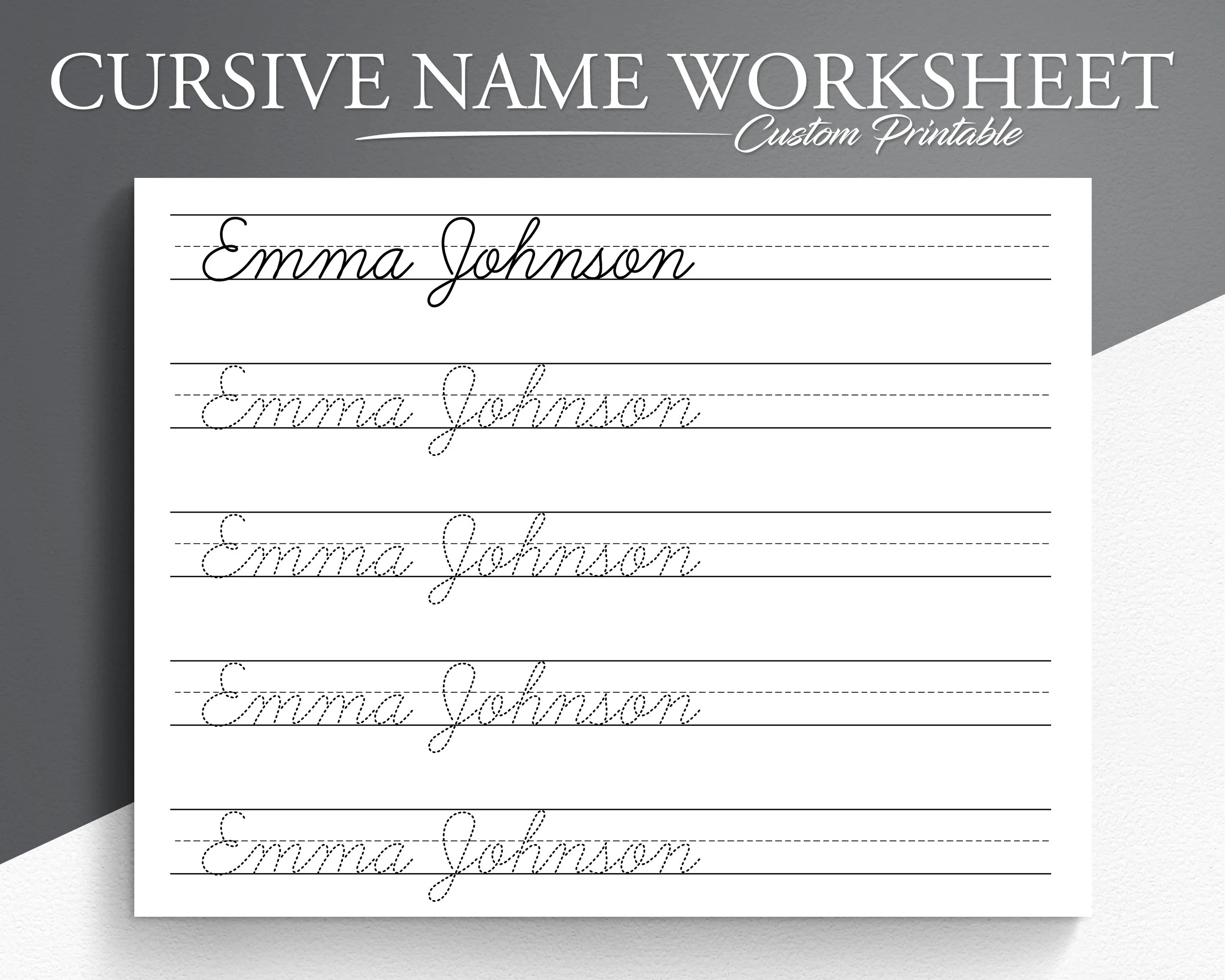 Personalized Cursive Name Tracing Sheet Cursive Name Writing 