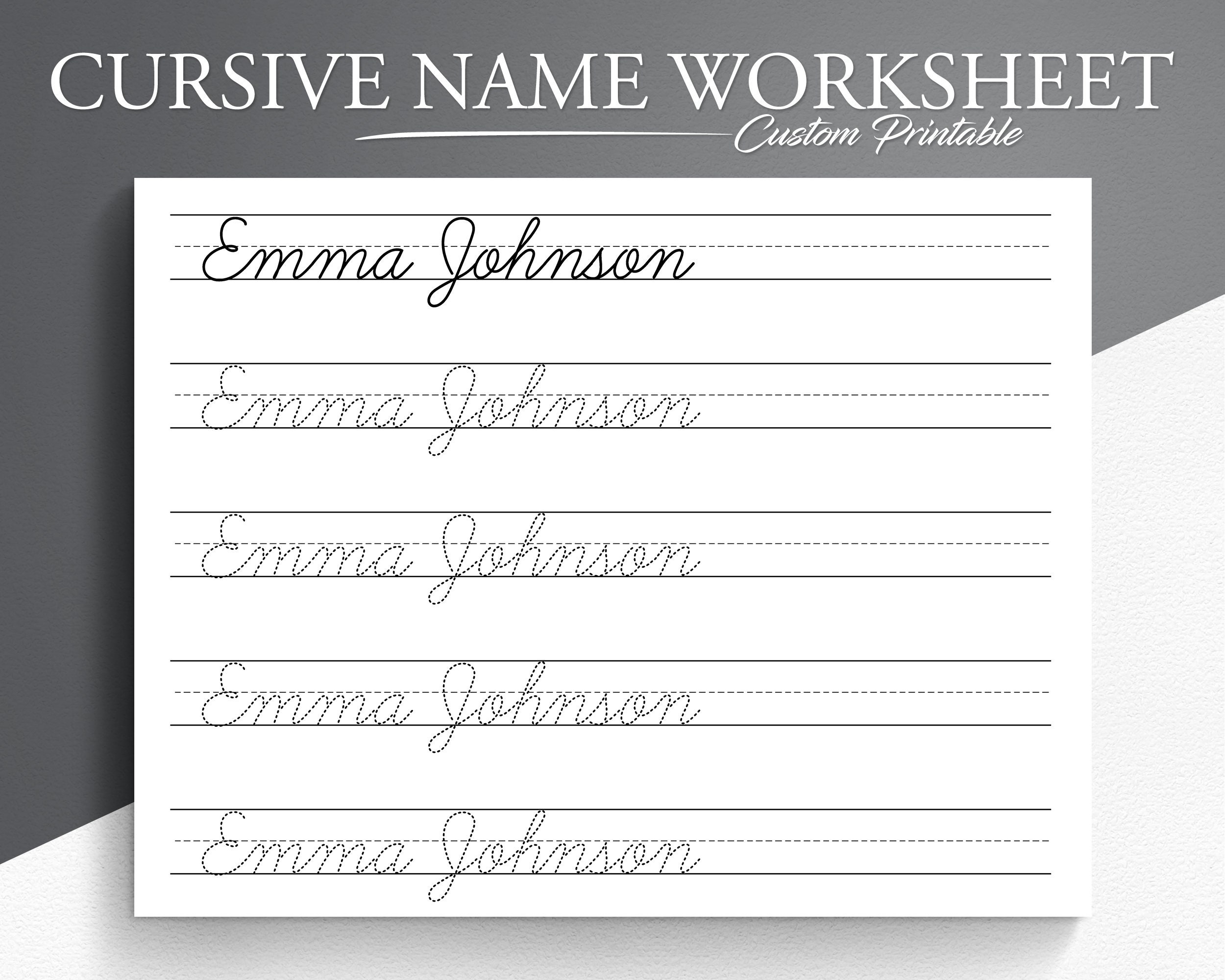 Personalized Cursive Name Tracing Sheet Cursive Name Writing 