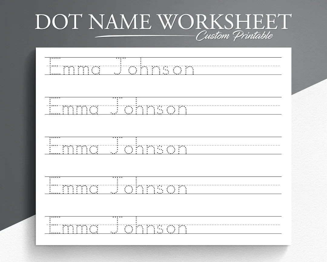 Personalized Dot Name Tracing Worksheet Handwriting Practice PDF 