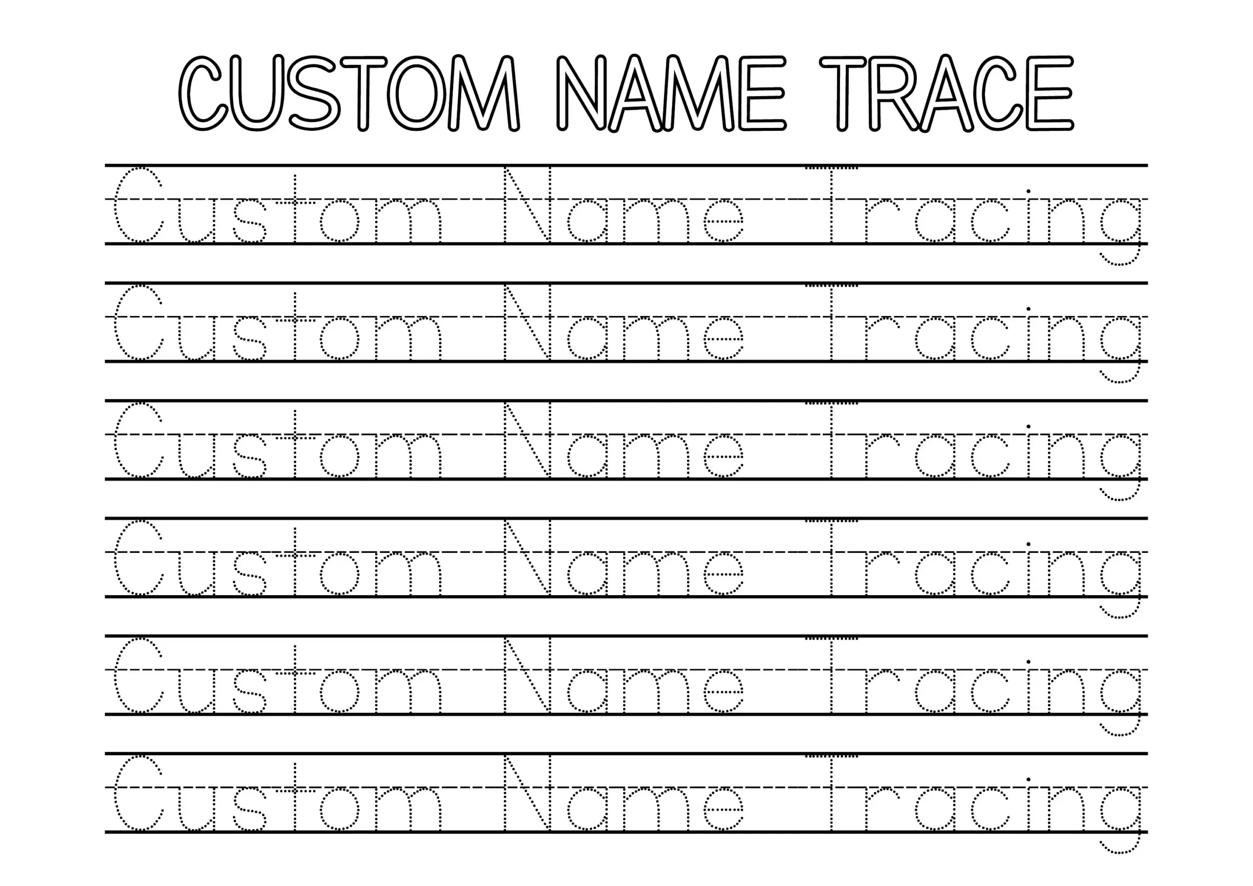 Personalized Name Tracing Sheet Custom Name Trace Preschool 