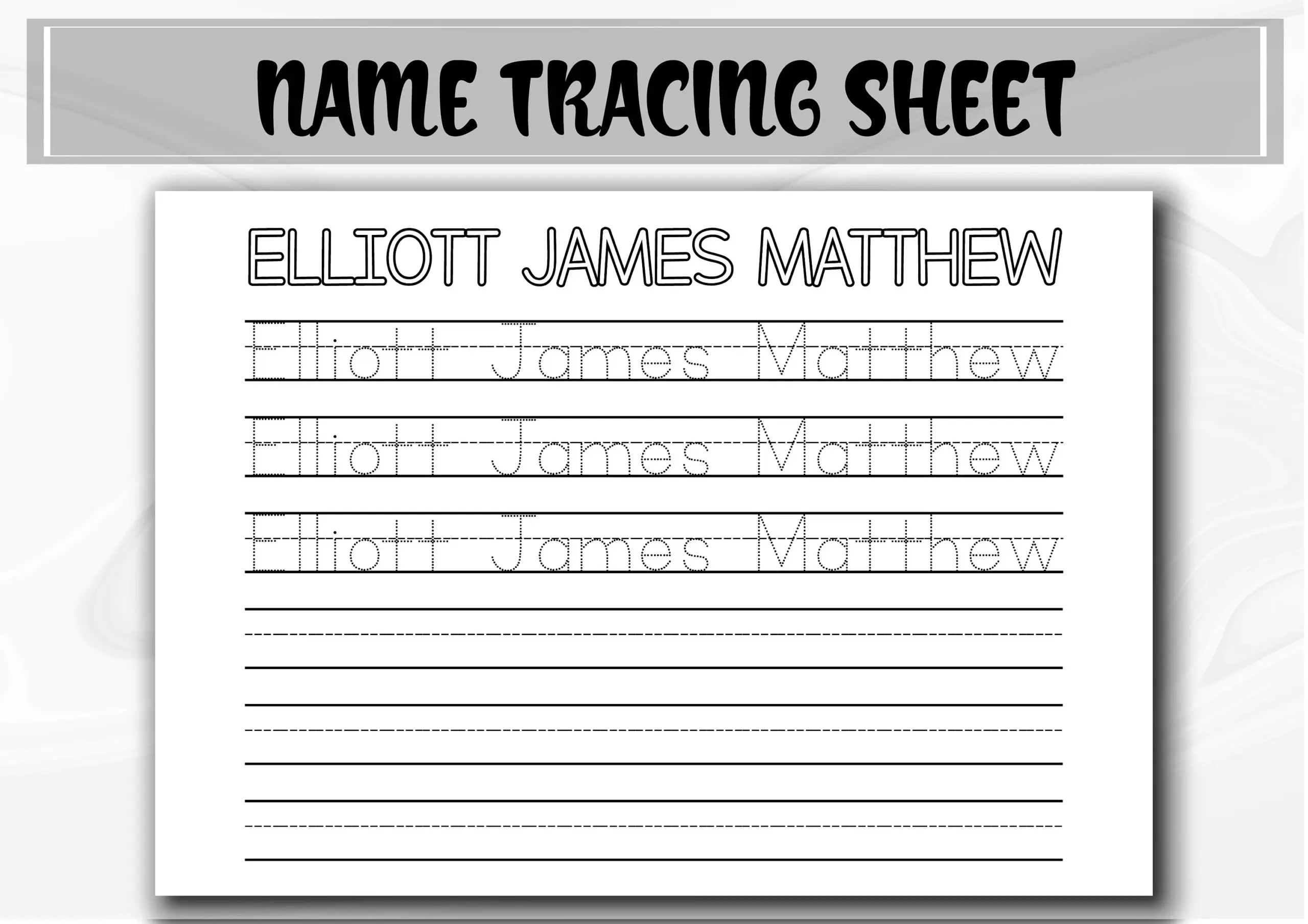 Personalized Name Tracing Worksheet Handwriting Practice digital 