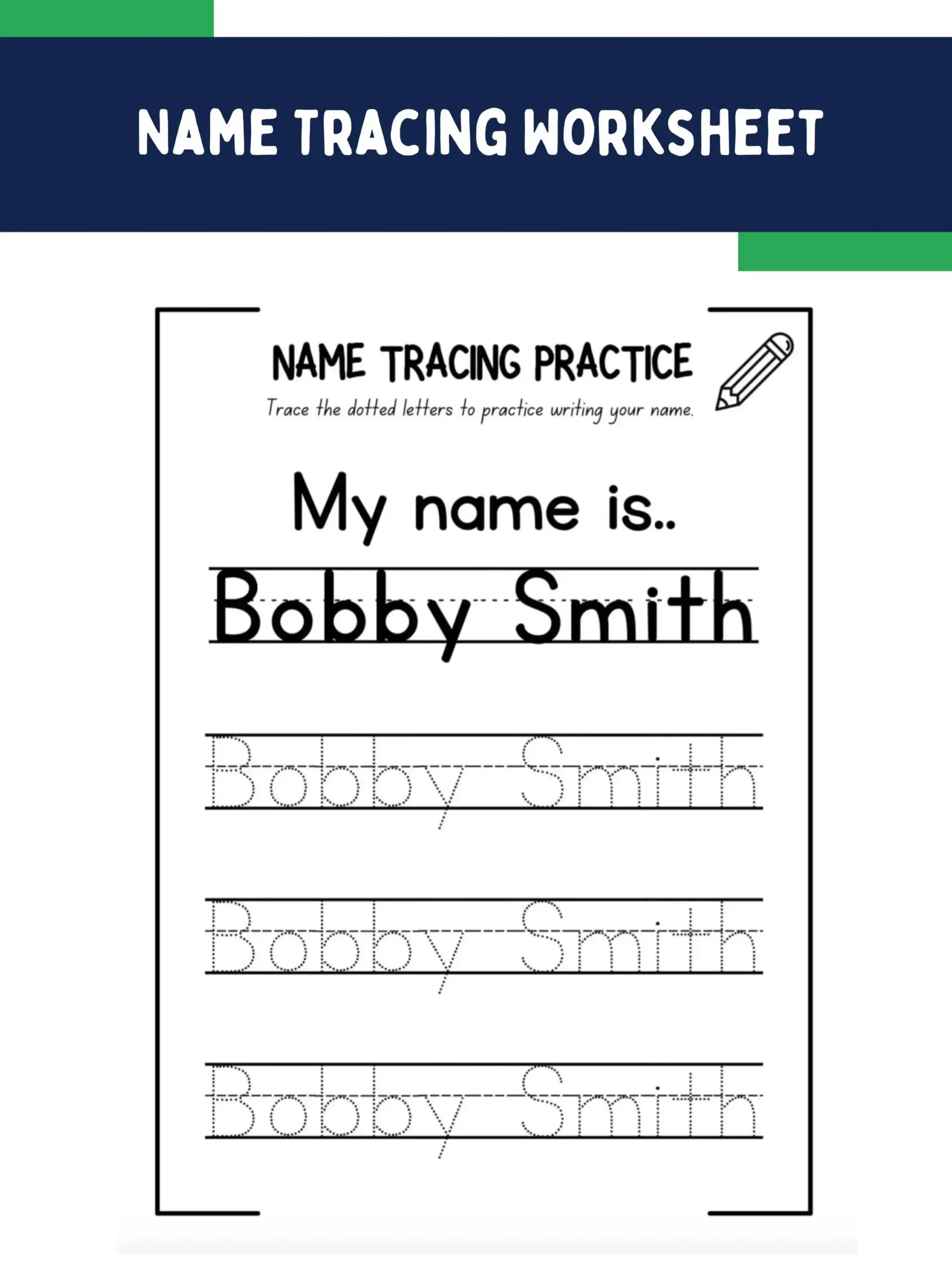 Personalized Name Tracing Worksheet Handwriting Practice digital 