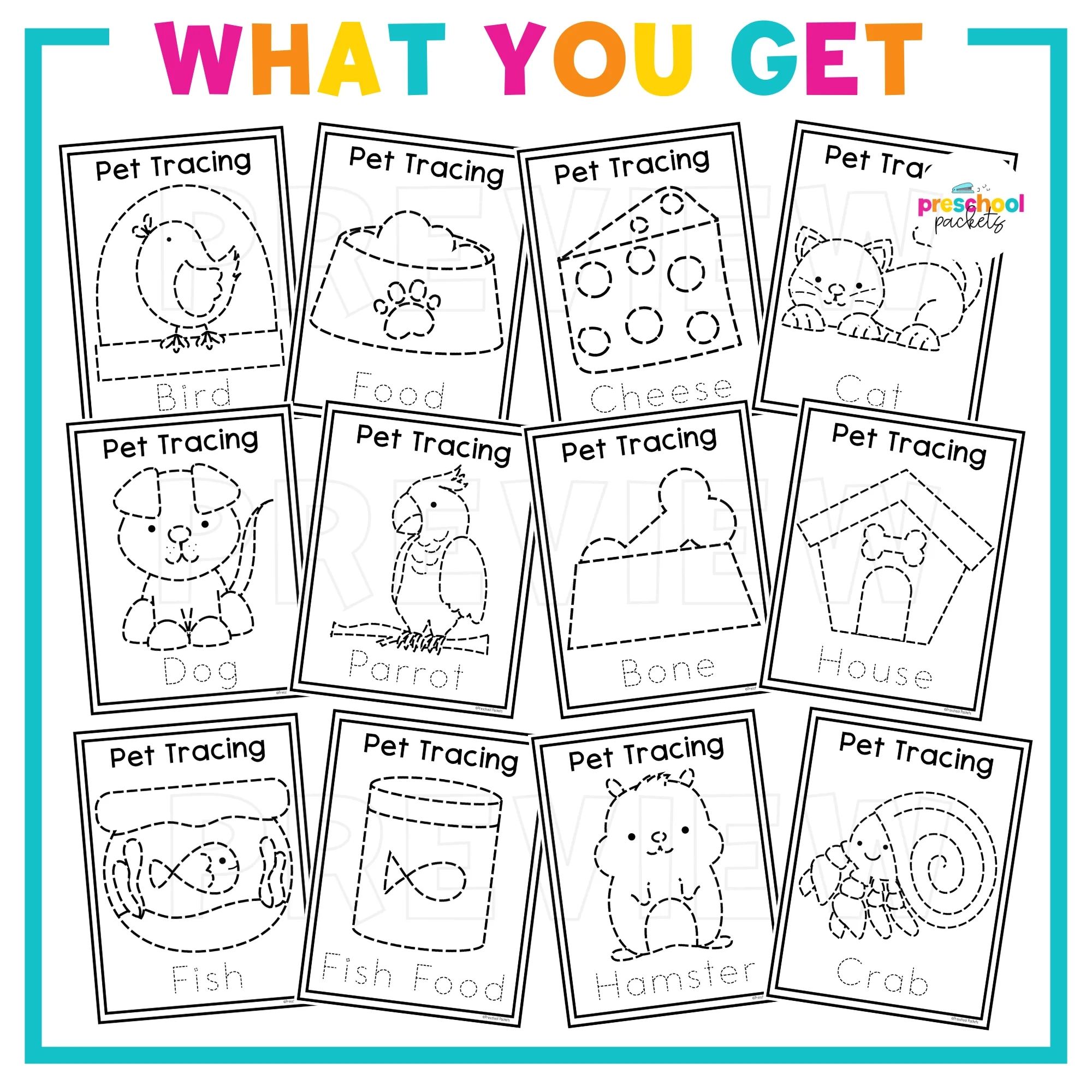 Pets Tracing Worksheets For Preschool PreK And Kindergarten 