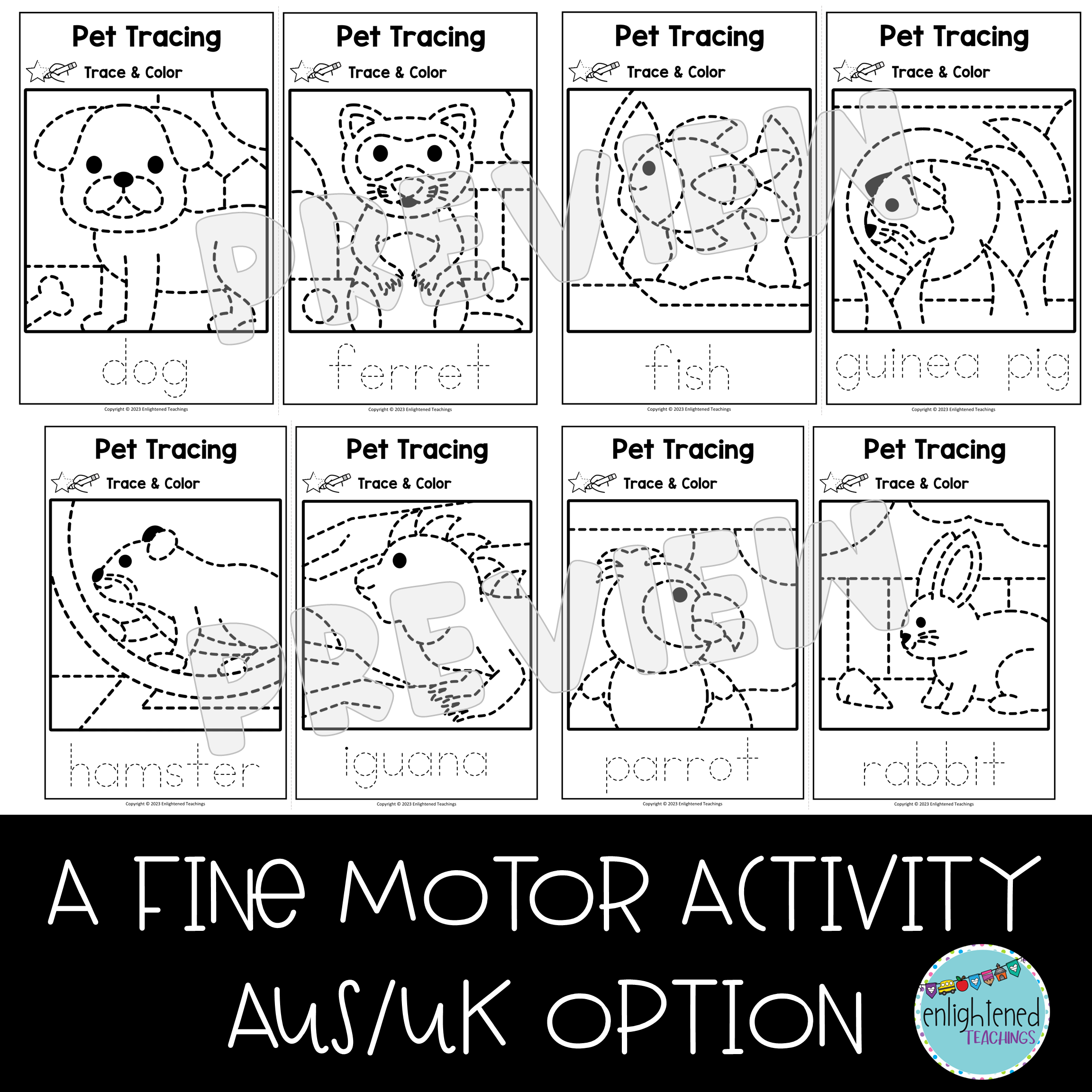 Pets Tracing Worksheets