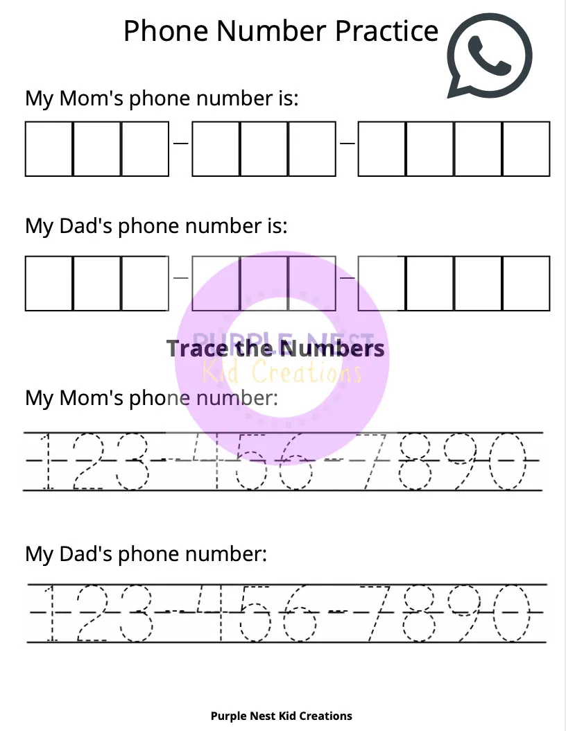Phone Number amp Address Worksheet Writing Practice digital 