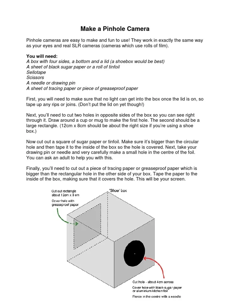 Tracing Paper Pinhole Camera
