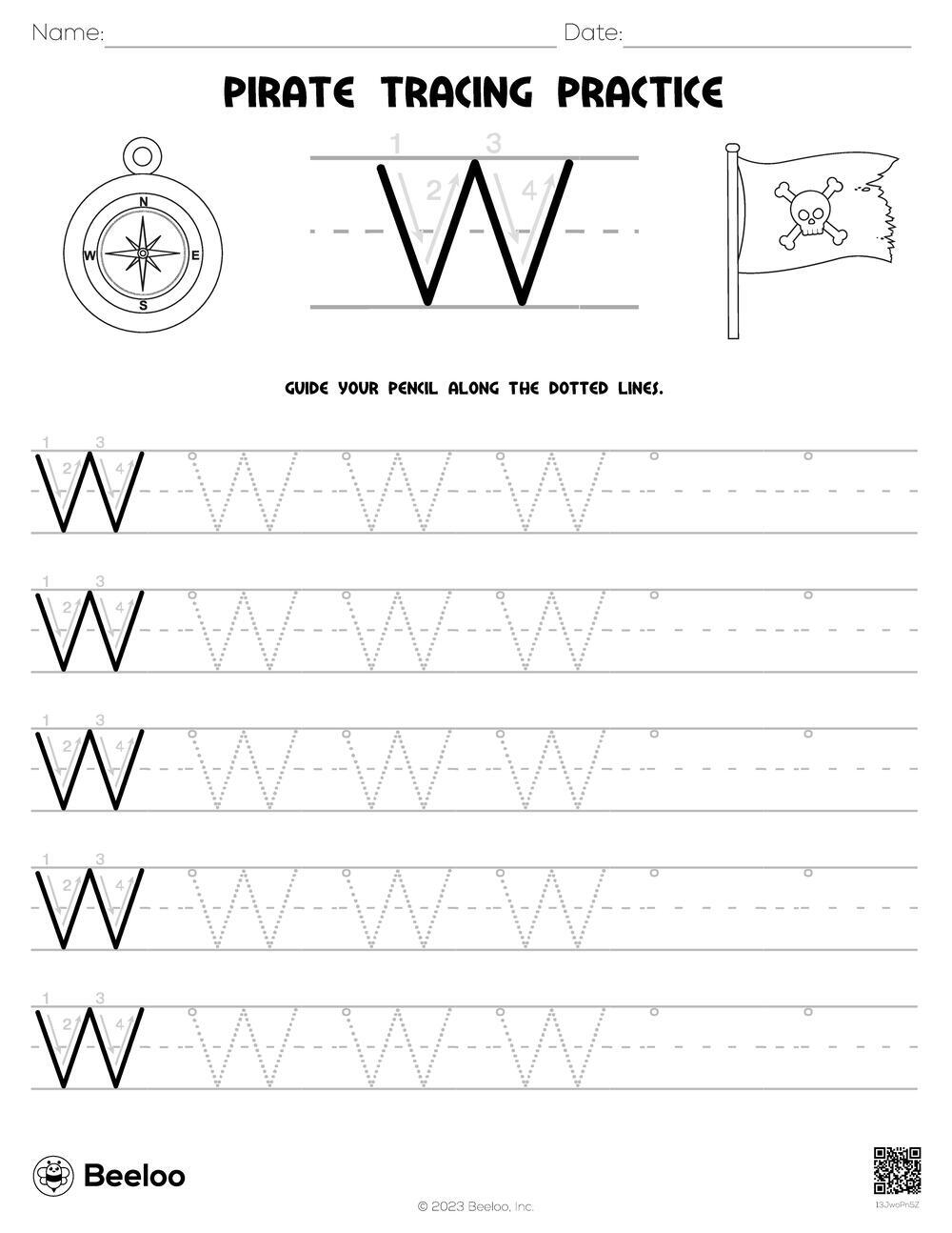 Pirate themed Word Tracing Worksheets Beeloo Printable Crafts 