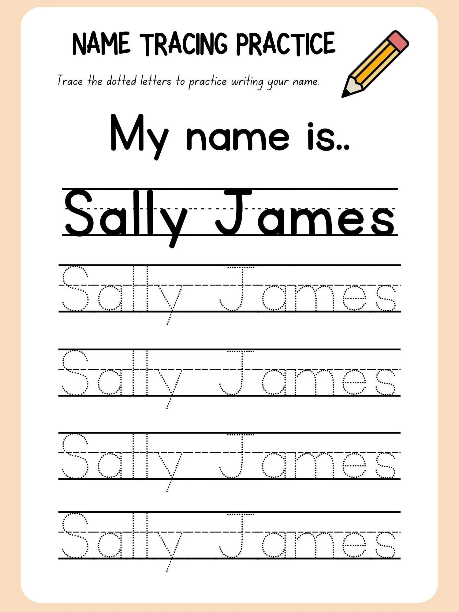 Name Tracing Worksheets Kindergarten