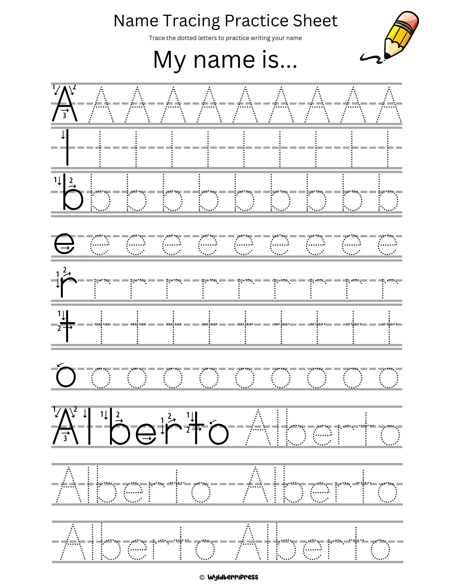 Pre k Custom Name Tracing Worksheet Name Trace Printable 