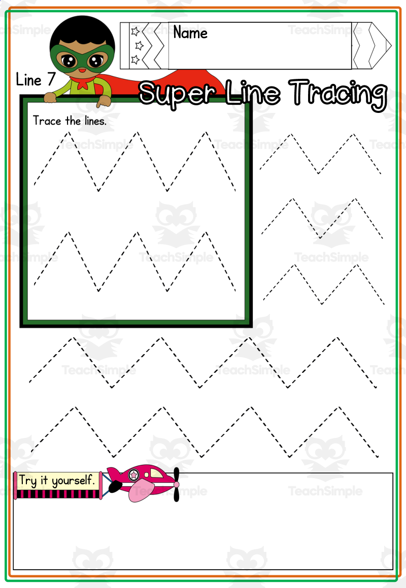 Pre K Pre School Superhero Tracing Writing And Pencil Control Practice
