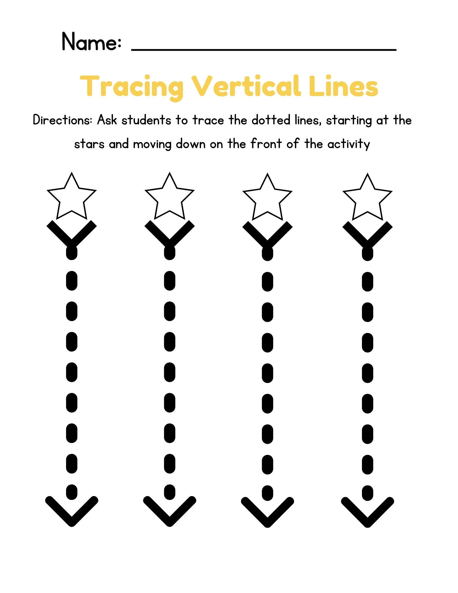 Pre k Worksheet For Kids On The Spectrum Vertical Line Tracing 