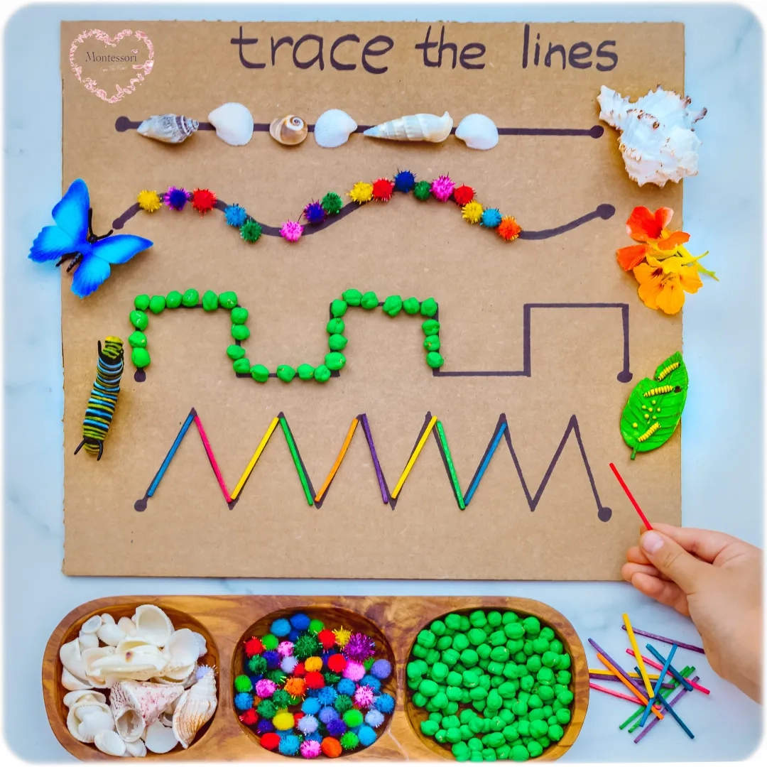 Pre Writing Strokes Skills Preschool Kids Activities Montessori 
