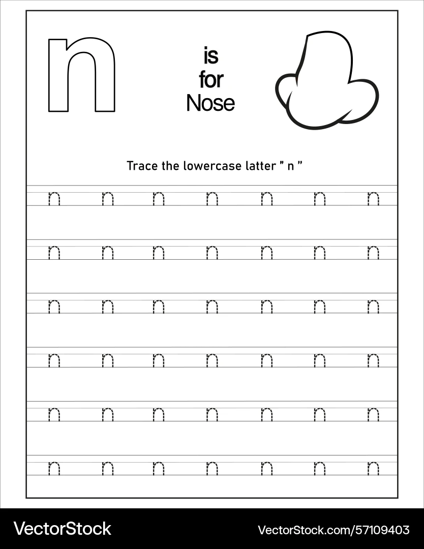 Preschool Letter N Tracing Worksheet For Kids Royalty Free Preschool Letter N Tracing Worksheet For Kids Royalty Free