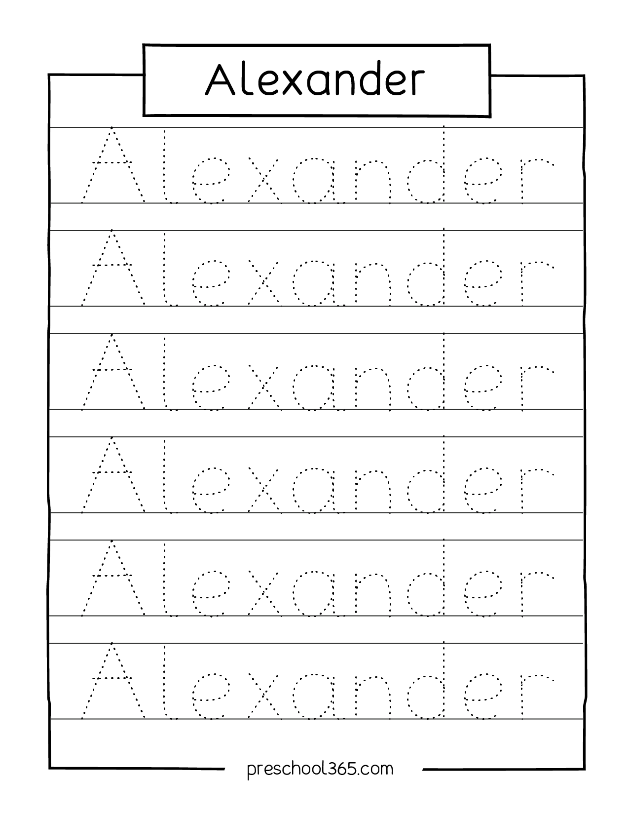 Preschool Name Tracing Practice