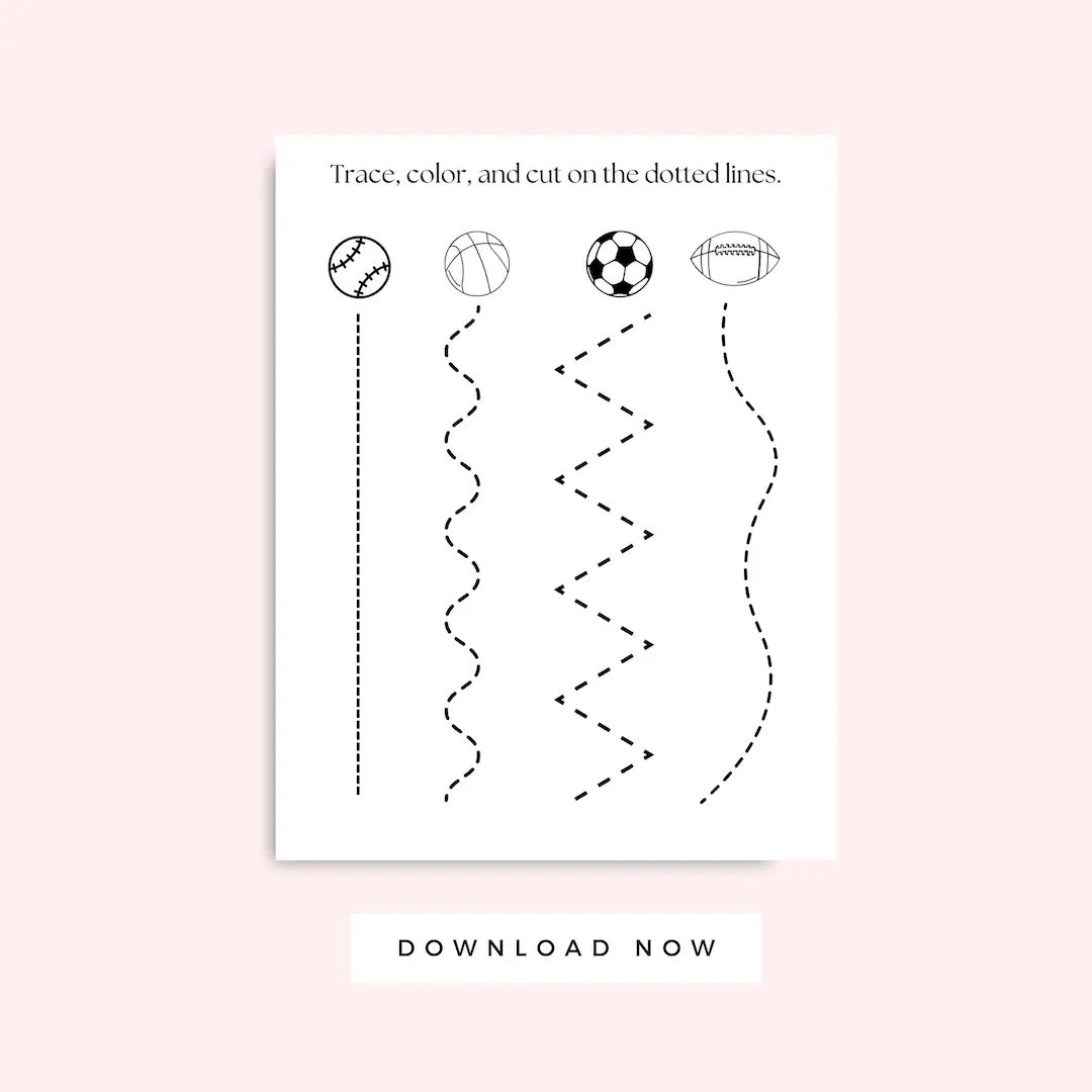 Preschool Scissor Skills Printable Worksheet Black And White 