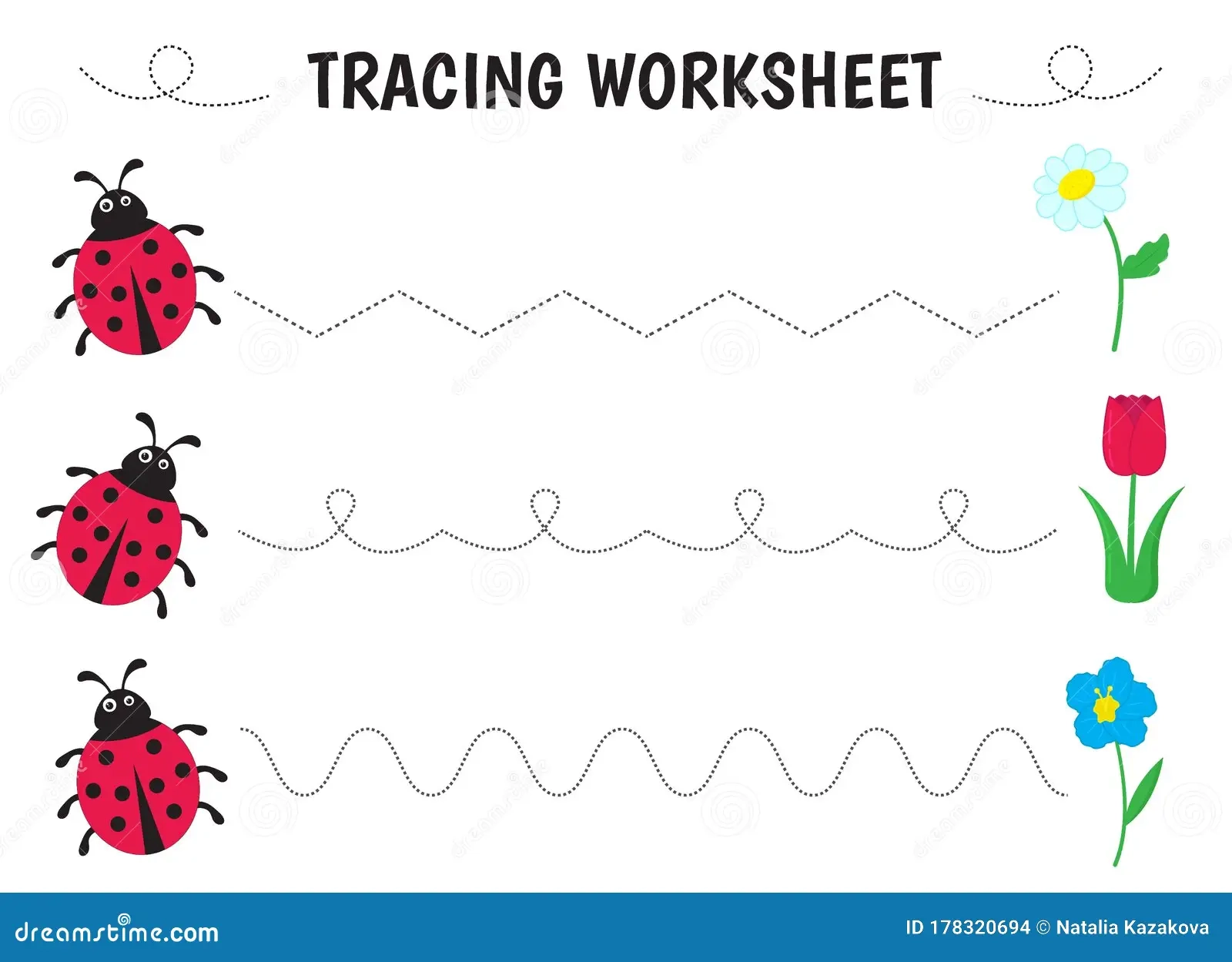 Preschool Tracing Worksheet Stock Vector Illustration Of Kids 