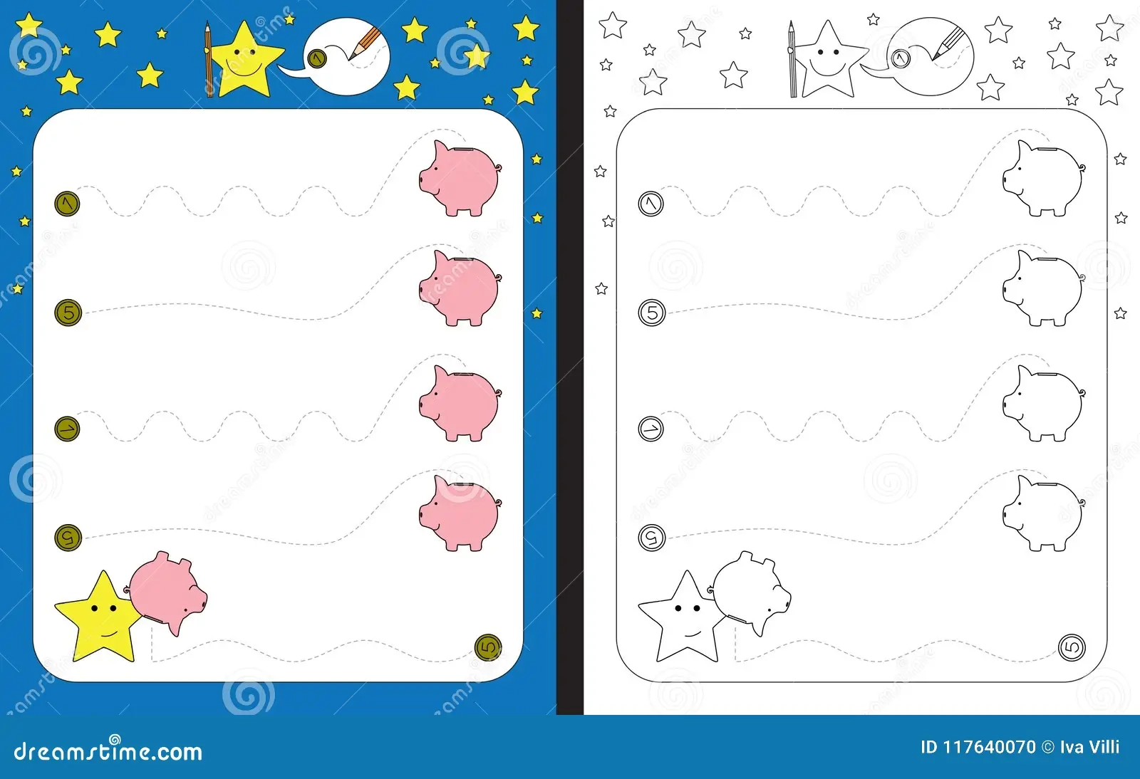 Preschool Worksheet Stock Illustration Illustration Of Coin 117640070