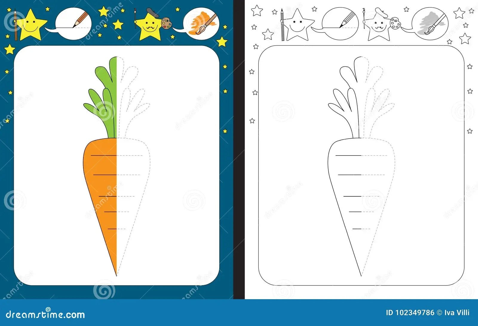 Preschool Worksheet Stock Vector Illustration Of Star 102349786