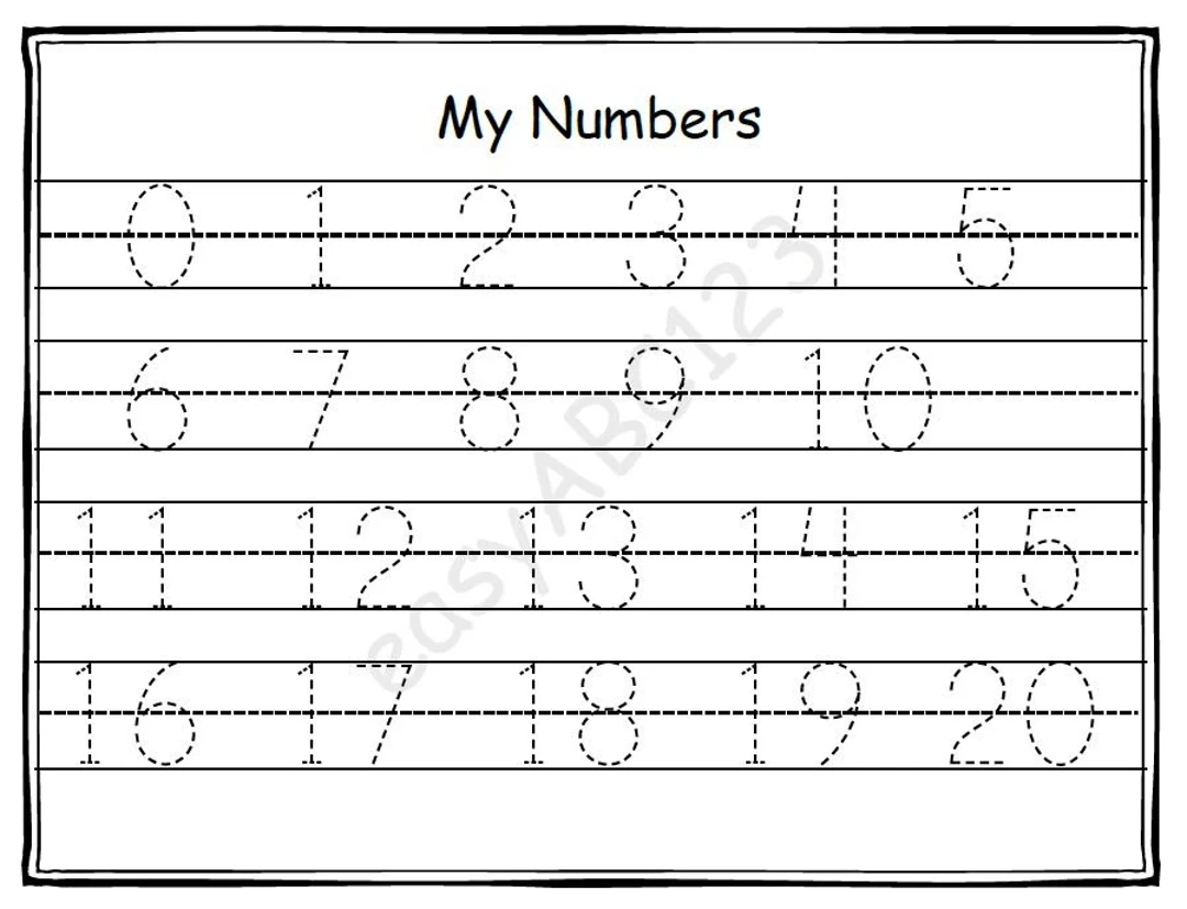 Printable 0 20 My Numbers Tracing Page Includes Bonus Practice 