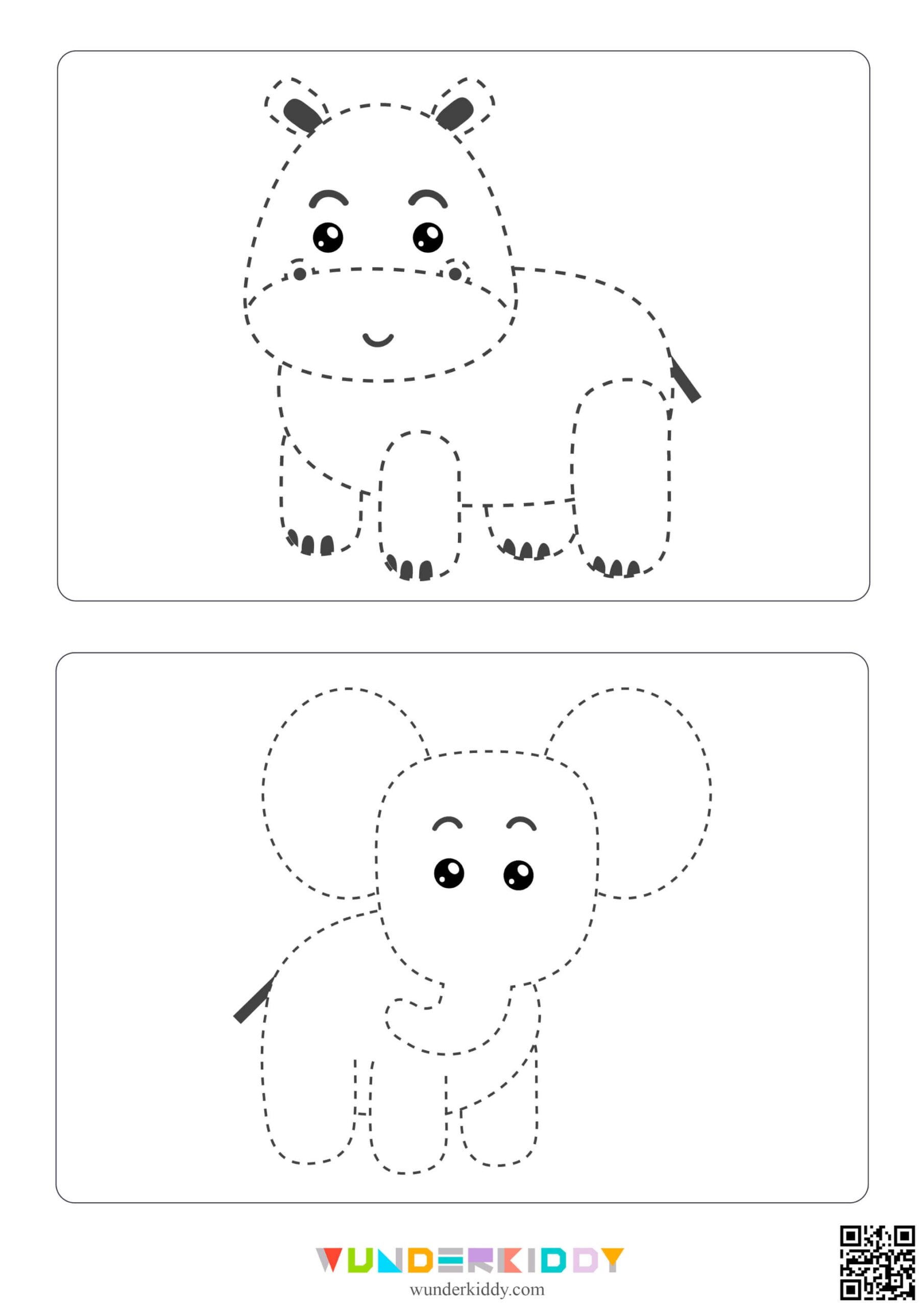 Printable Animals Tracing Pre Writing Worksheet For Preschool Printable Animals Tracing Pre Writing Worksheet For Preschool
