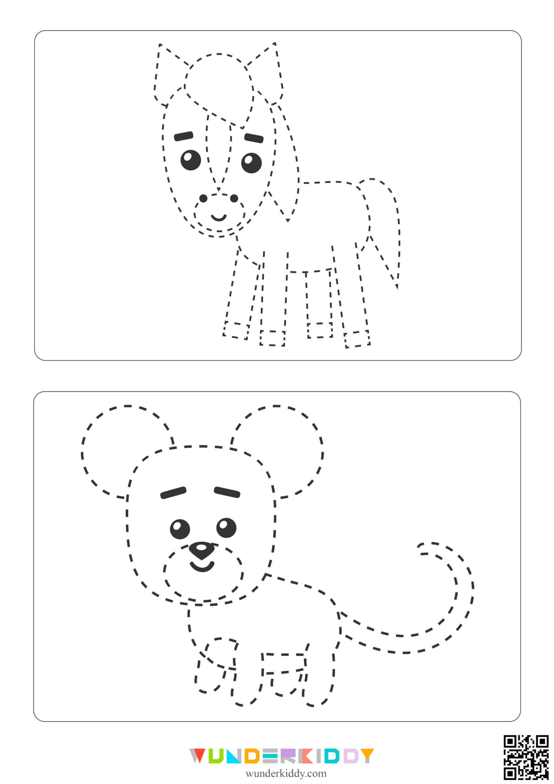 Printable Animals Tracing Pre Writing Worksheet For Preschool Printable Animals Tracing Pre Writing Worksheet For Preschool