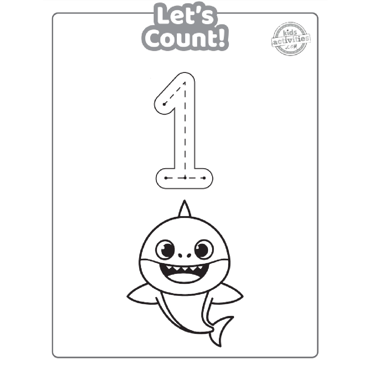 Printable Baby Shark Number Tracing Preschool Worksheets Kids 