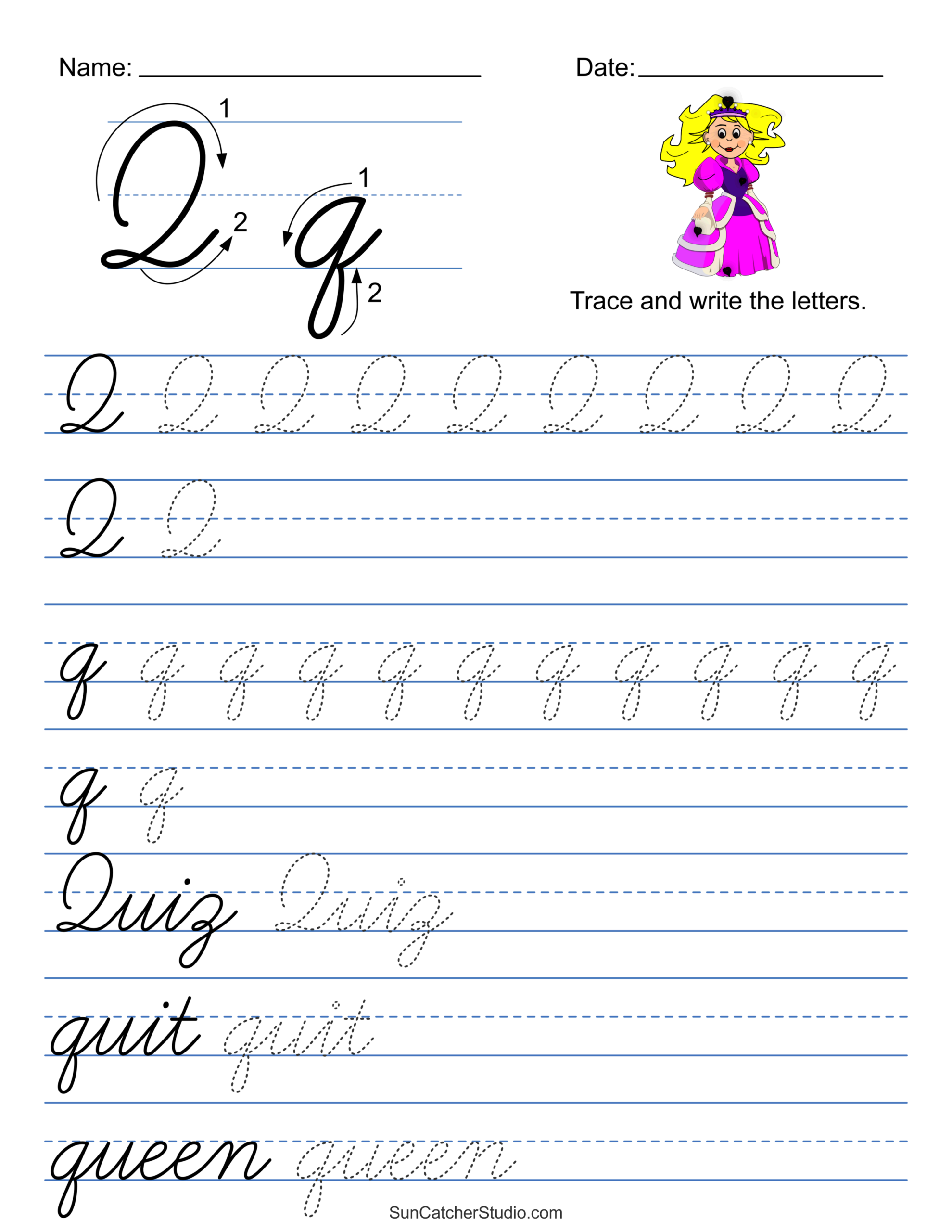 Printable Cursive Handwriting Worksheets Practice Letters Free 