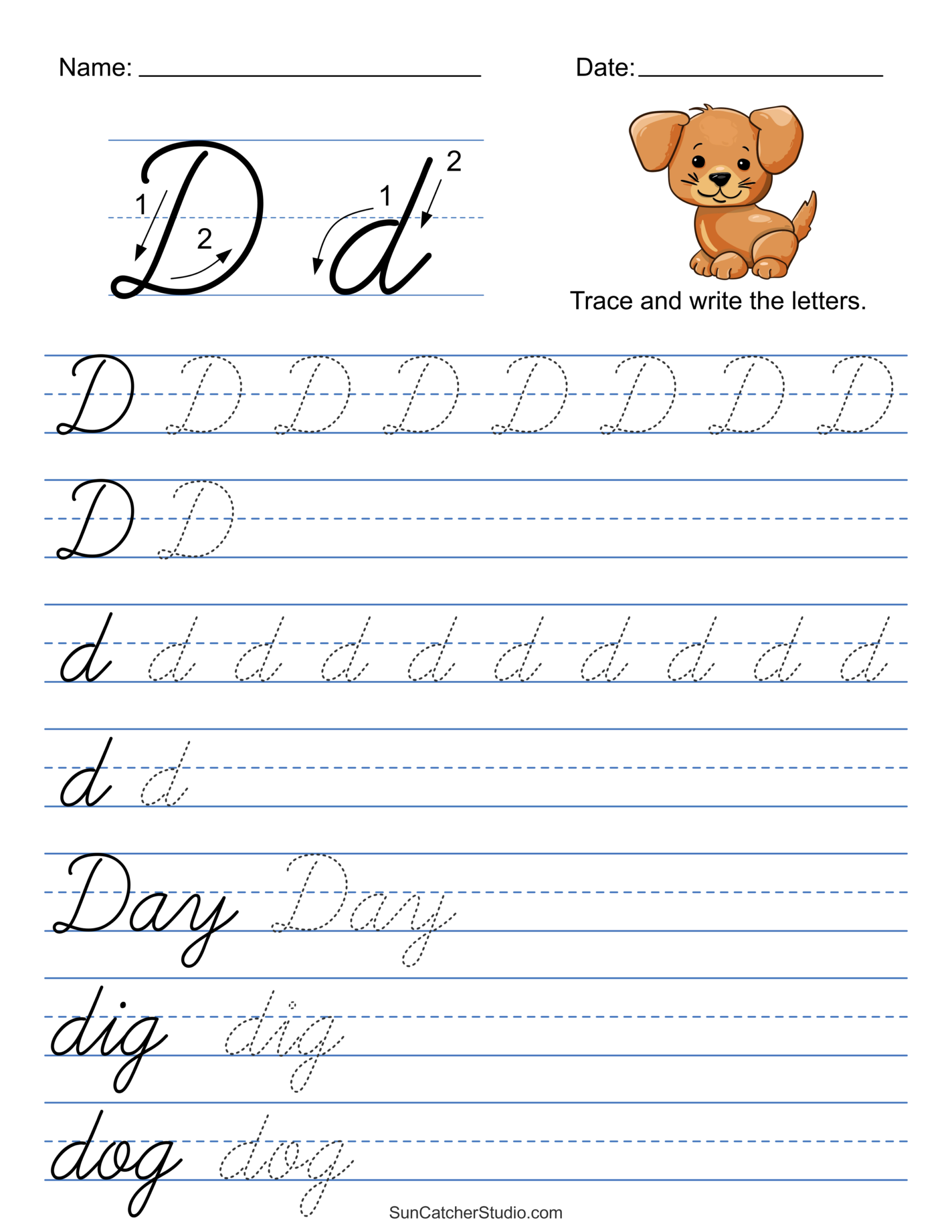 Printable Cursive Handwriting Worksheets Practice Letters Free 