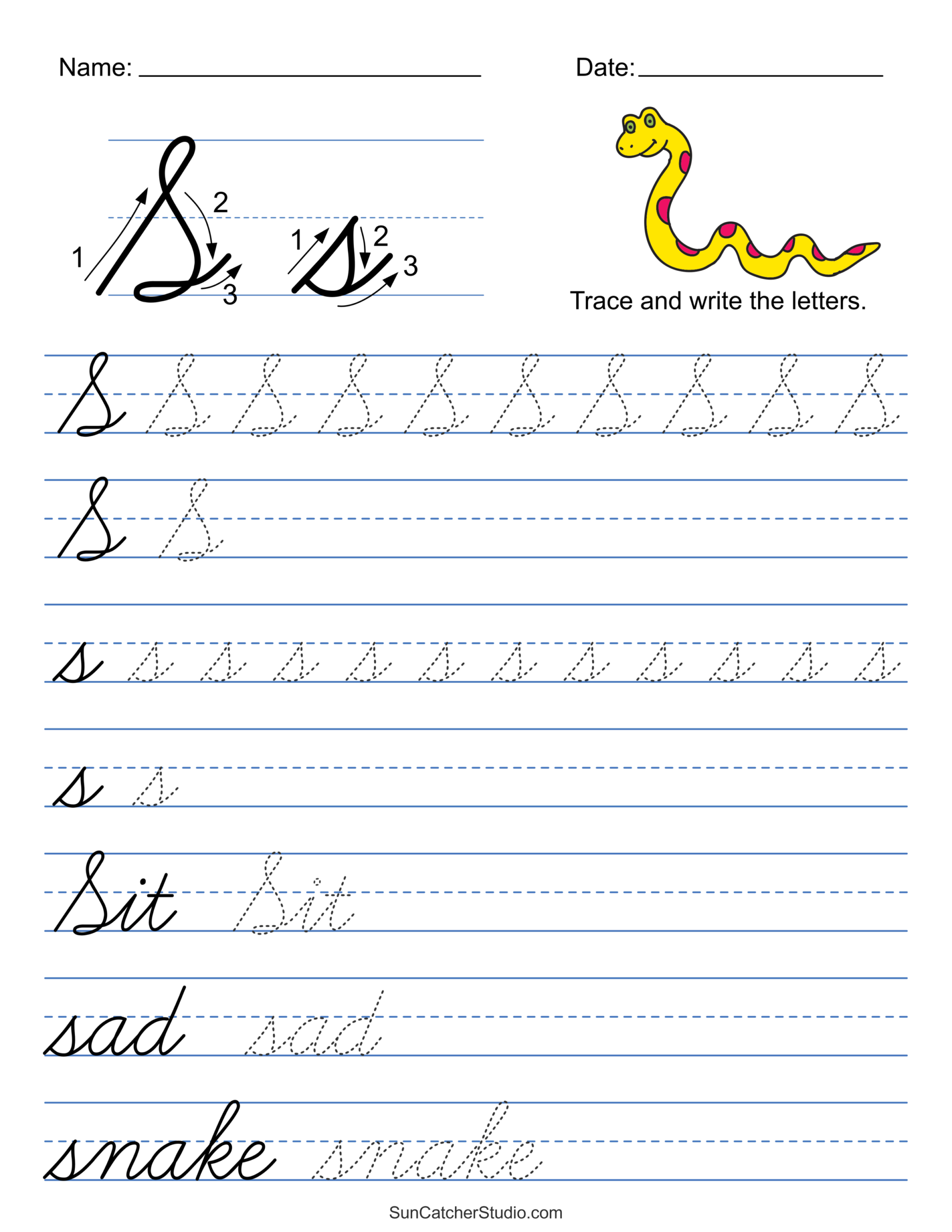 Cursive Tracing Worksheets