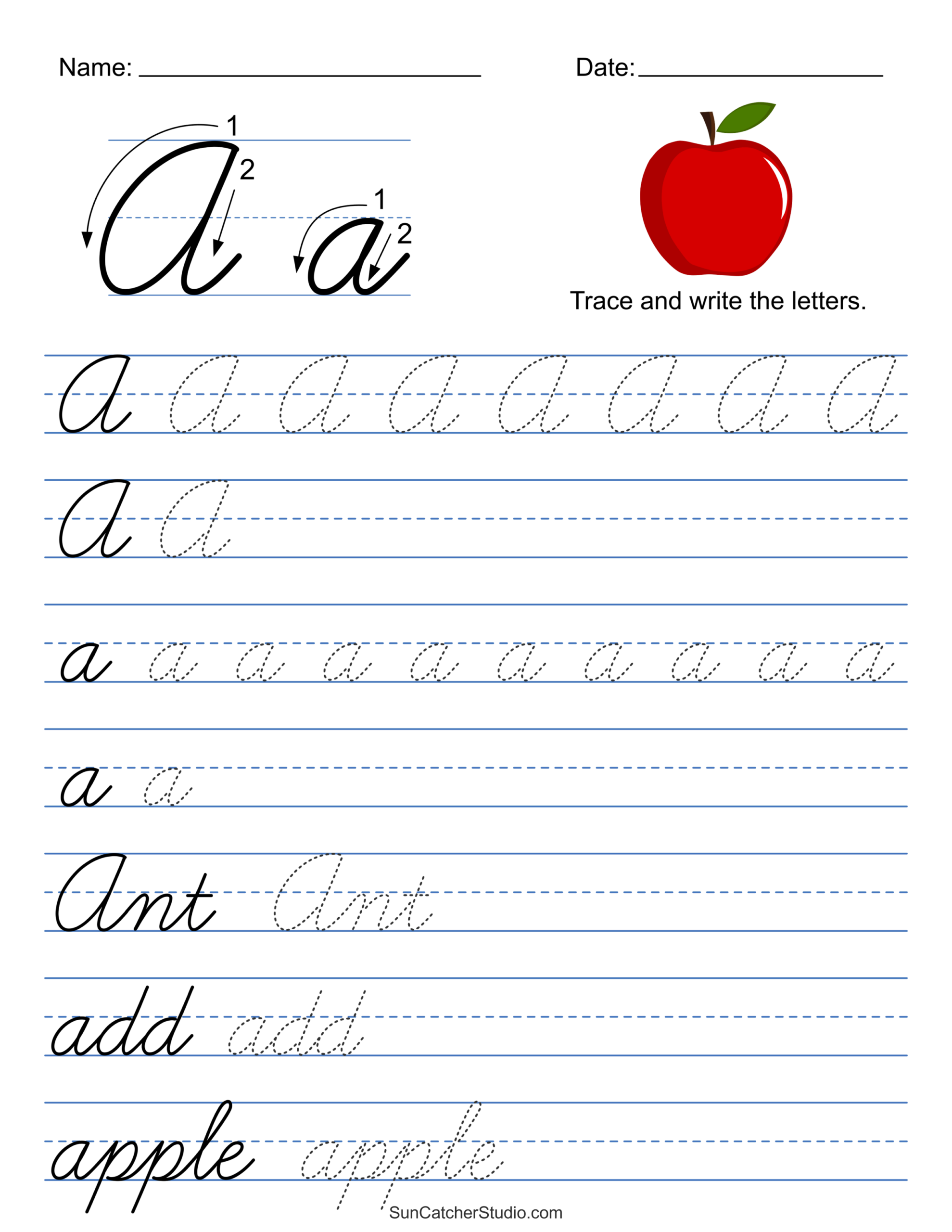 Free Cursive Tracing Worksheets