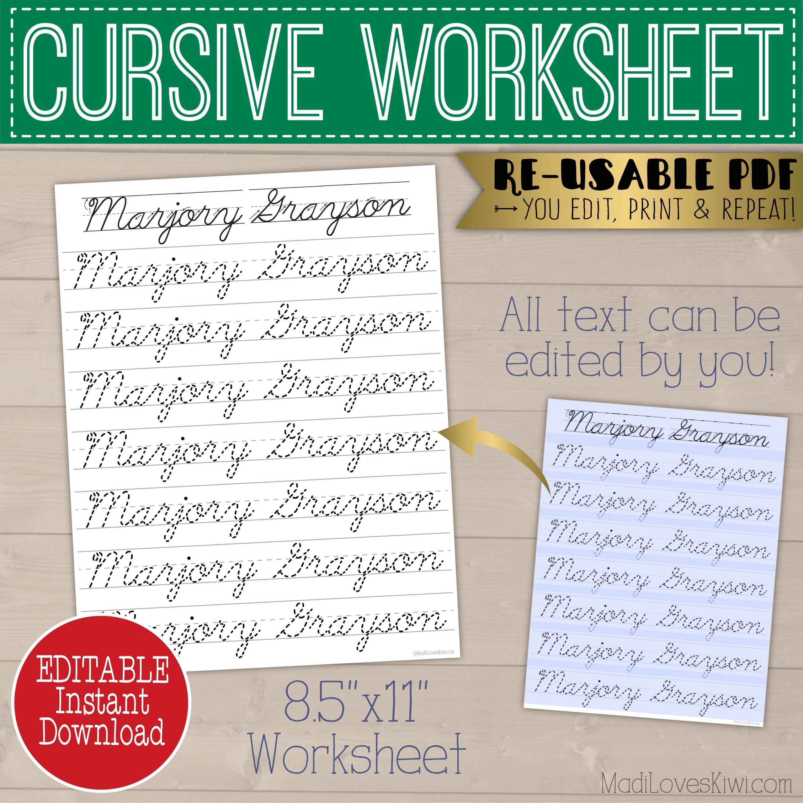 Free Editable Cursive Name Tracing Sheets