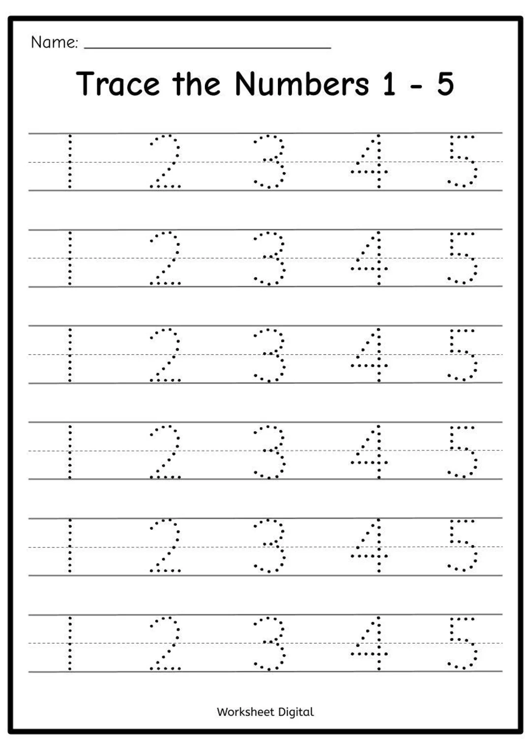 Printable Numbers 1 50 Tracing Worksheets Homeschool Kindergarten 