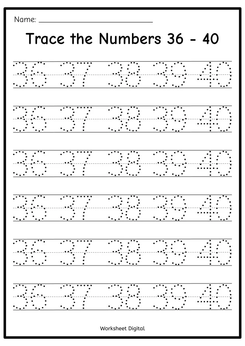 Tracing Numbers 1 30 Free Worksheets