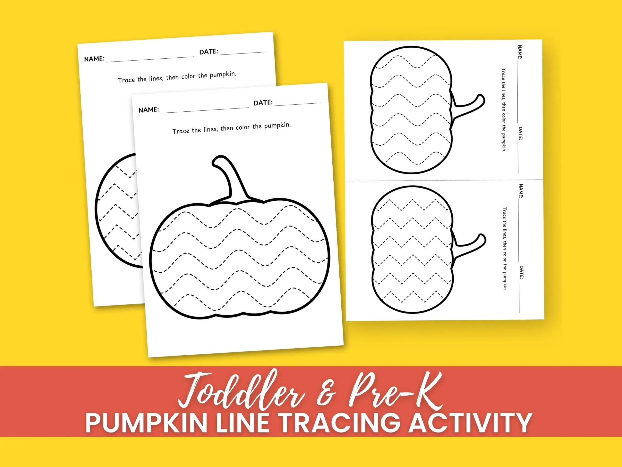 Printable Pumpkin Line Tracing And Coloring Sheets Fall Daycare 