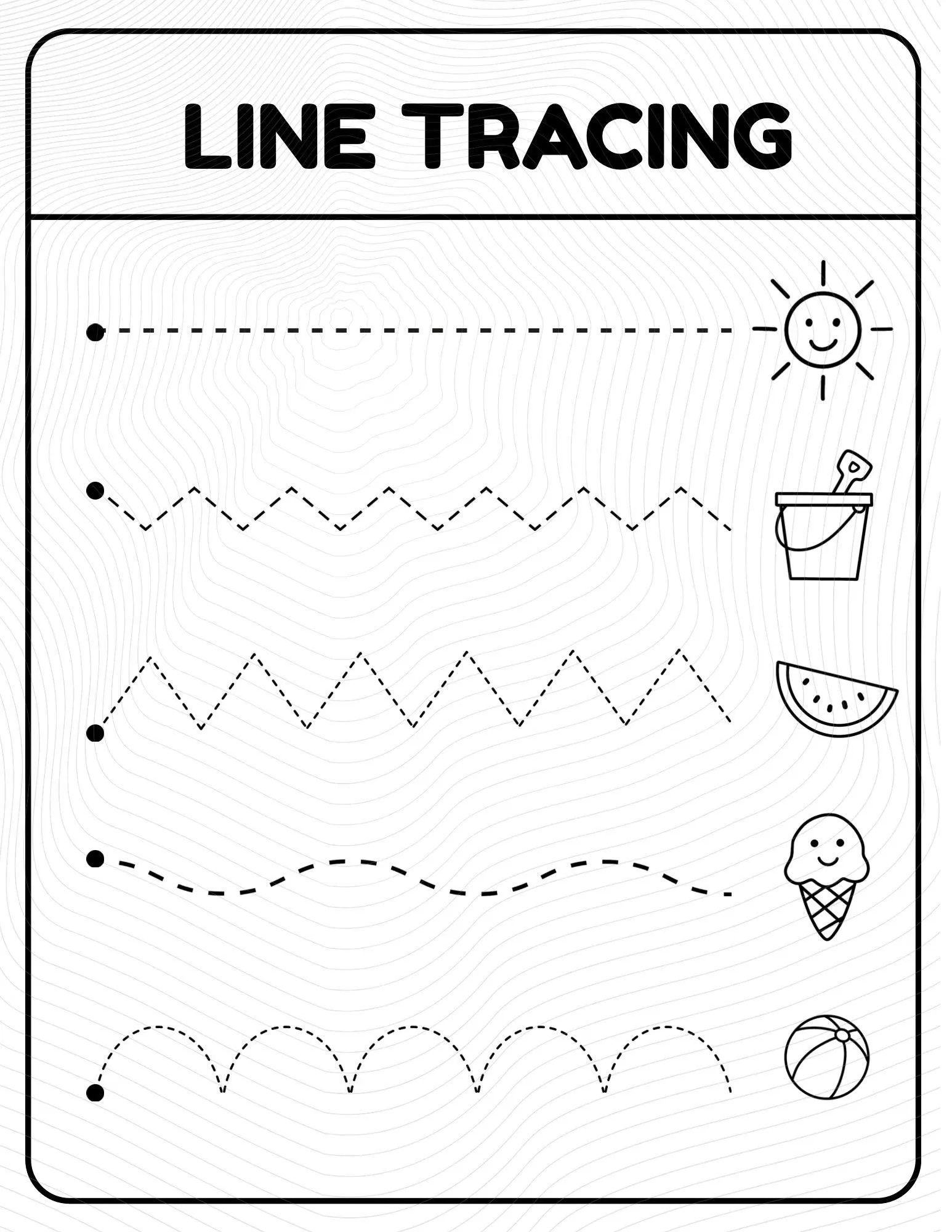 Printable Summer Line Tracing Preschool Fine Motor Skills 
