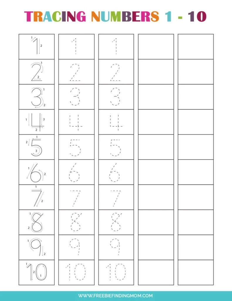 Printable Tracing Numbers Worksheets For Kindergarten