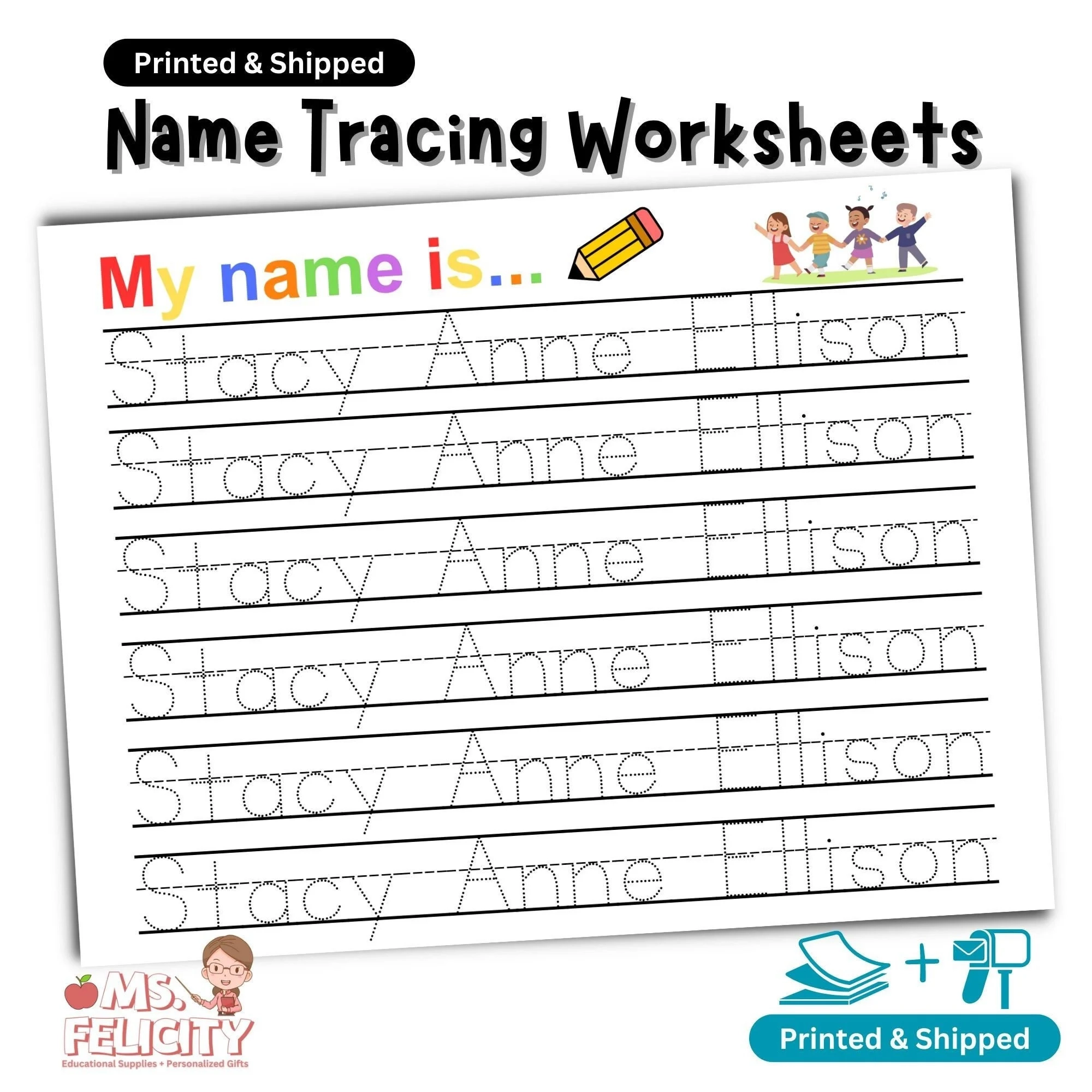 Kindergarten Name Tracing Worksheets