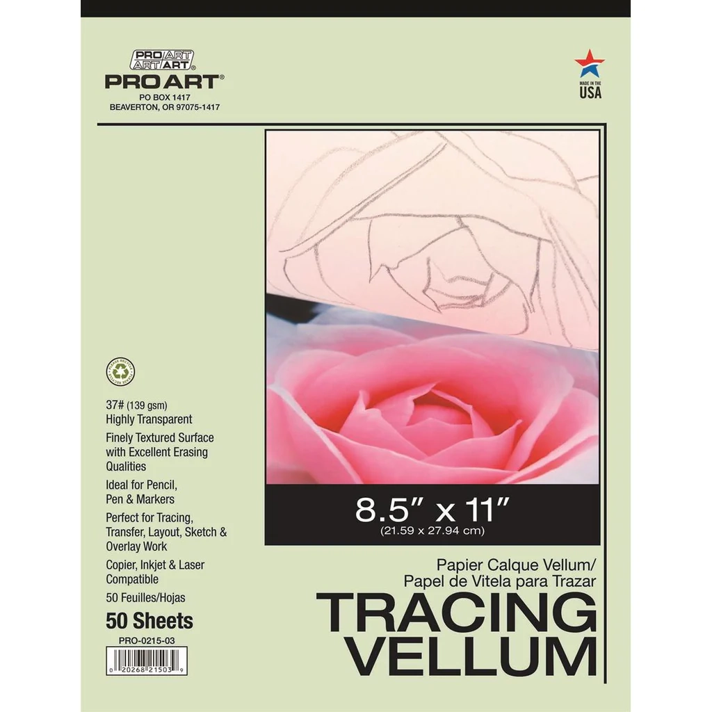 Pro Art Tracing Paper Vellum Pad 37lb 8 1 2 X 11