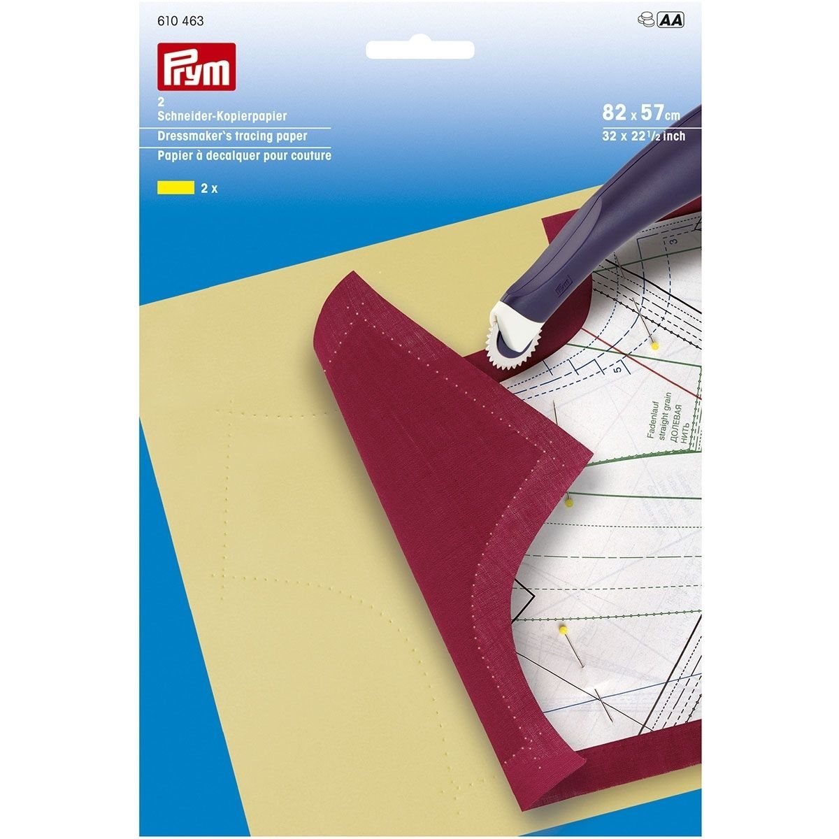 Prym Dressmakers Tracing Paper 82 X 57cm Yellow Sew Essential