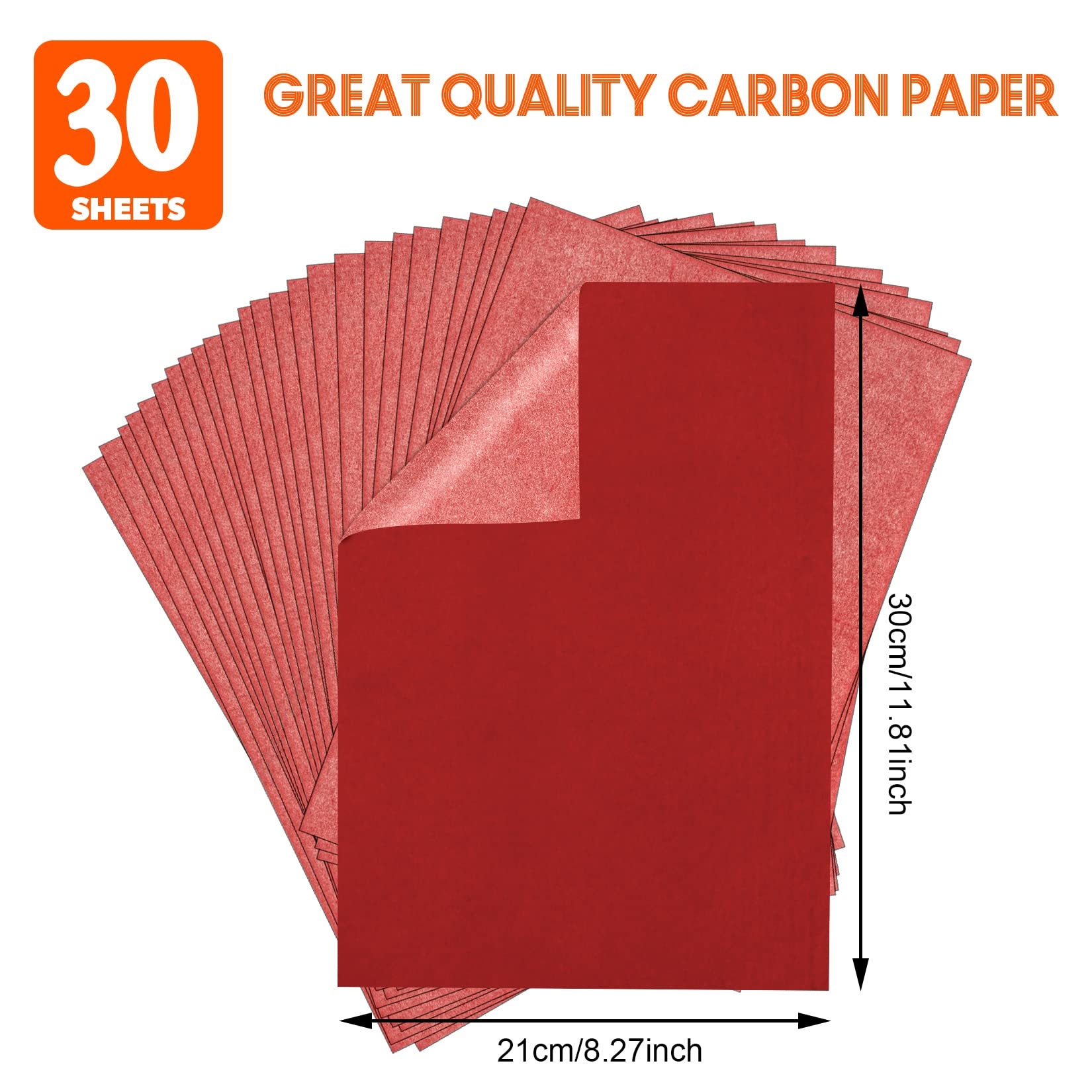 PSLER Red Carbon Paper For Tracing Graphite Transfer Paper 30 Pcs Red Graphite Paper For Tracing Drawing Patterns On Wood Projects Canvas Fabric 